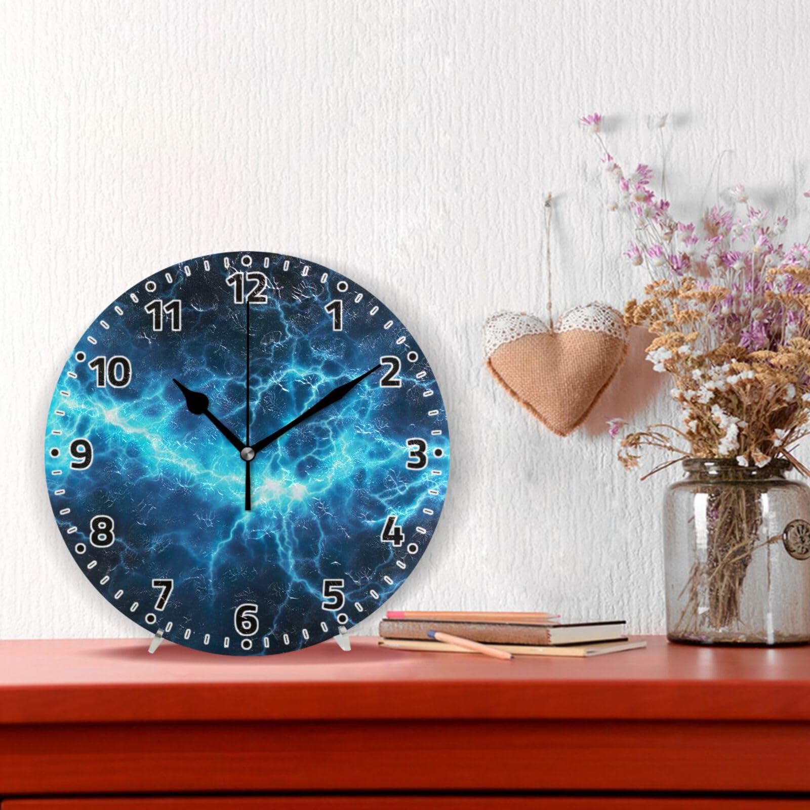 Amazon.com: WELLDAY Wall Clock Non Ticking 10 Inch - Blue