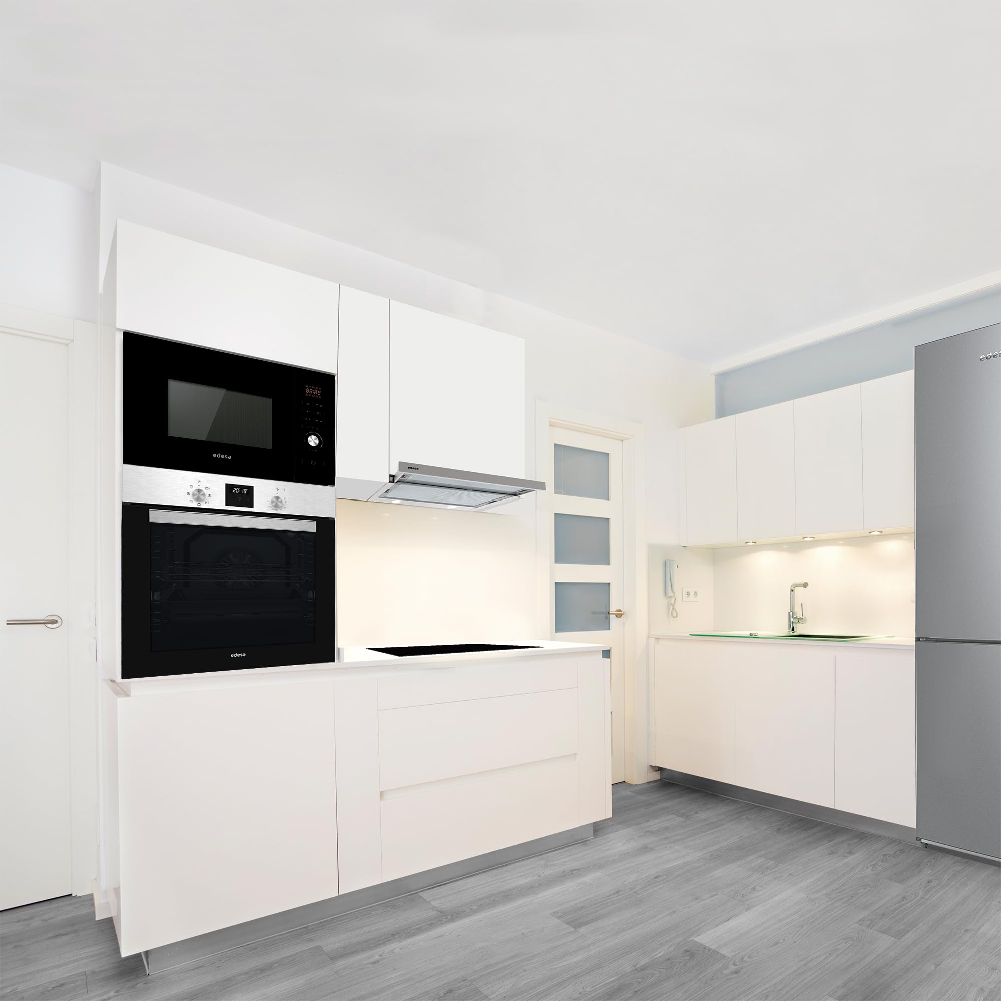 Edesa Horno Multifunción EOE-6040 X/A 80L 7 Programas Cocinado Display LED Esmalte ETC Fácil Limpieza Puerta de Cristal Negro Panel Control Inoxidable Color Inox Negro