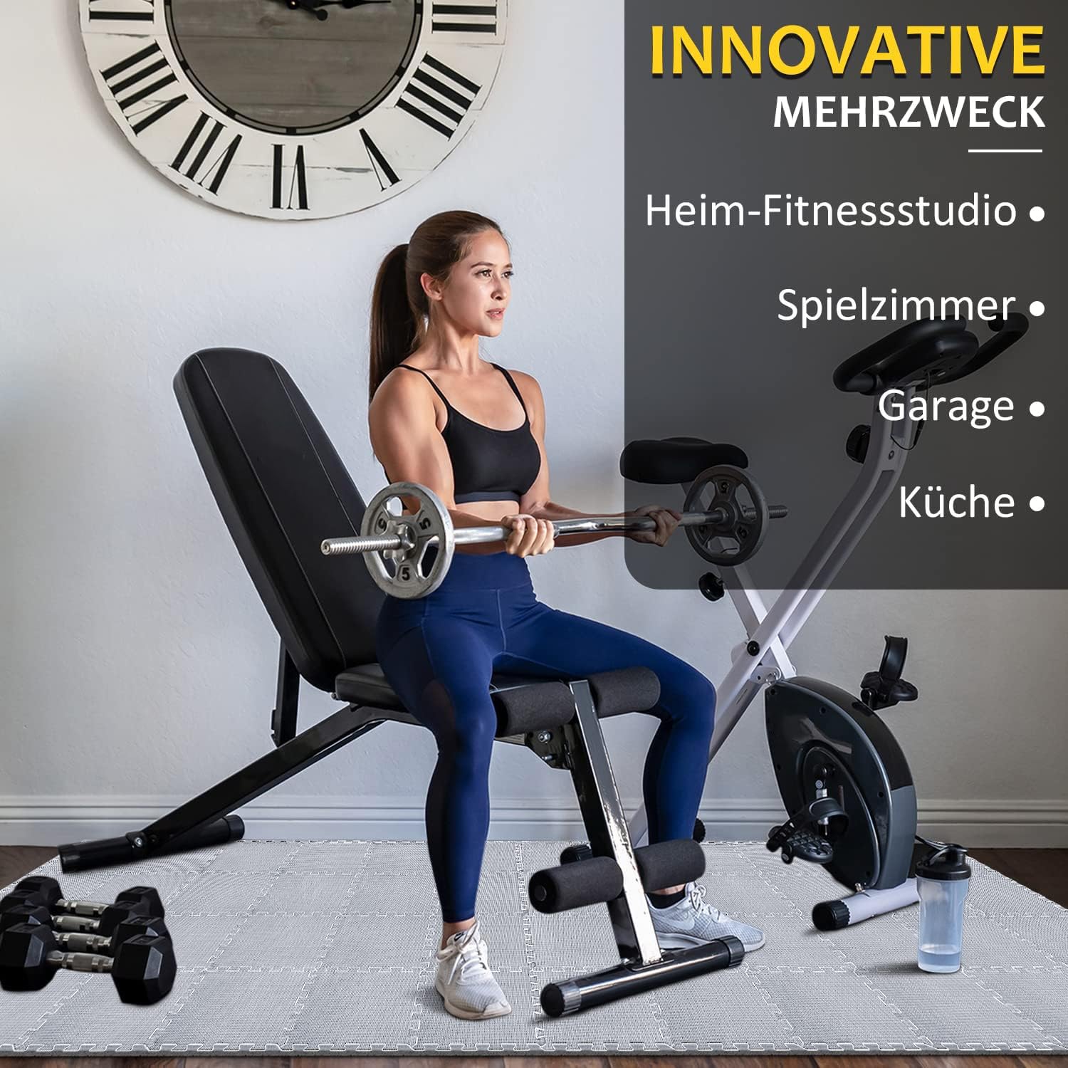 Lot de 24 tapis de protection de sol en EVA antidérapant pour salle de sport et appareil de fitness, tapis de fitness, tapis d'extérieur et de piscine, gris