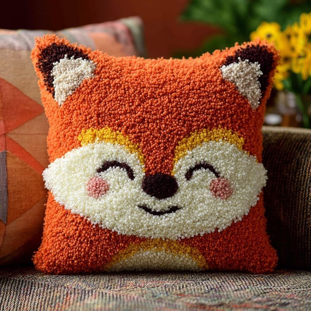 AxiangziK DIY Latch Hook Cushion Kit for Adults,Cute Fox