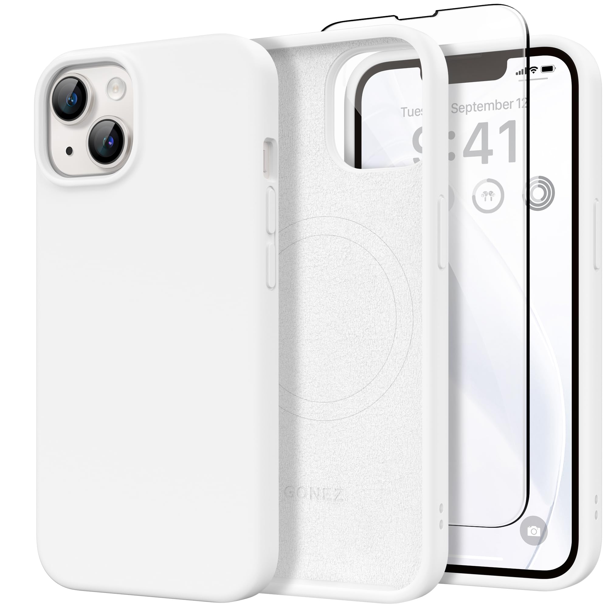 GONEZ Magnetic for iPhone 13/14 Case, Silicone Cover White