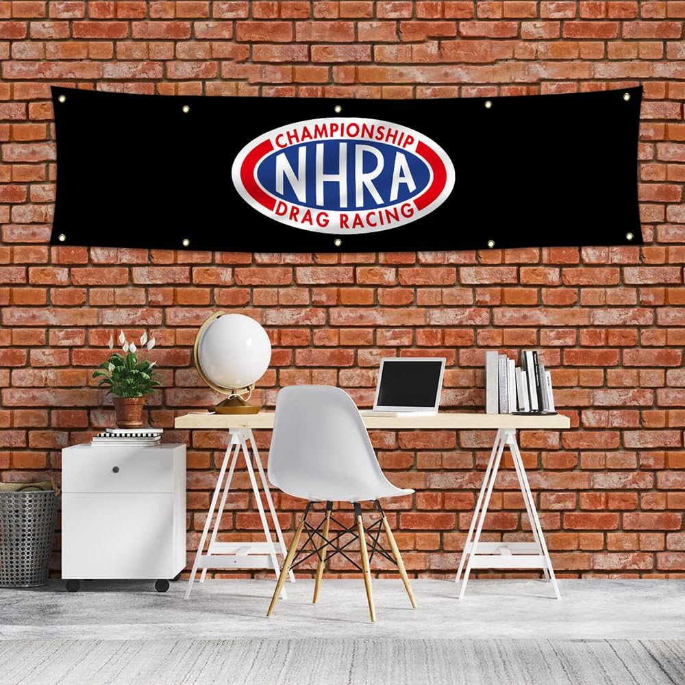 NHRA Drag Racing Flag 2x8ft Drag Racing Championship Banner for Outdoor Room Man Cave Garage Shop