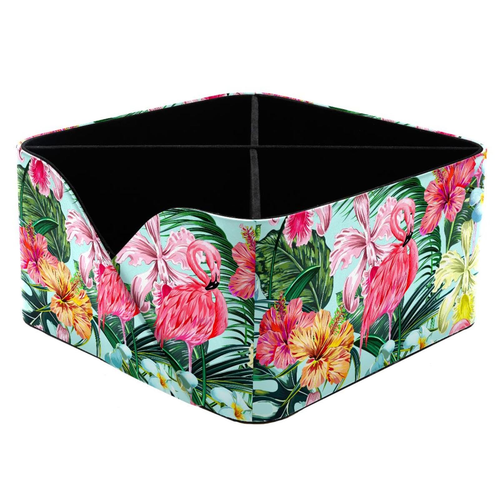 KengjuTesu Tropical Floral Palm Jungle Leaves Pattern Desktop Organizer Pen Holder, Rectangular Pencil Cup for Office, Study and Makeup Stations