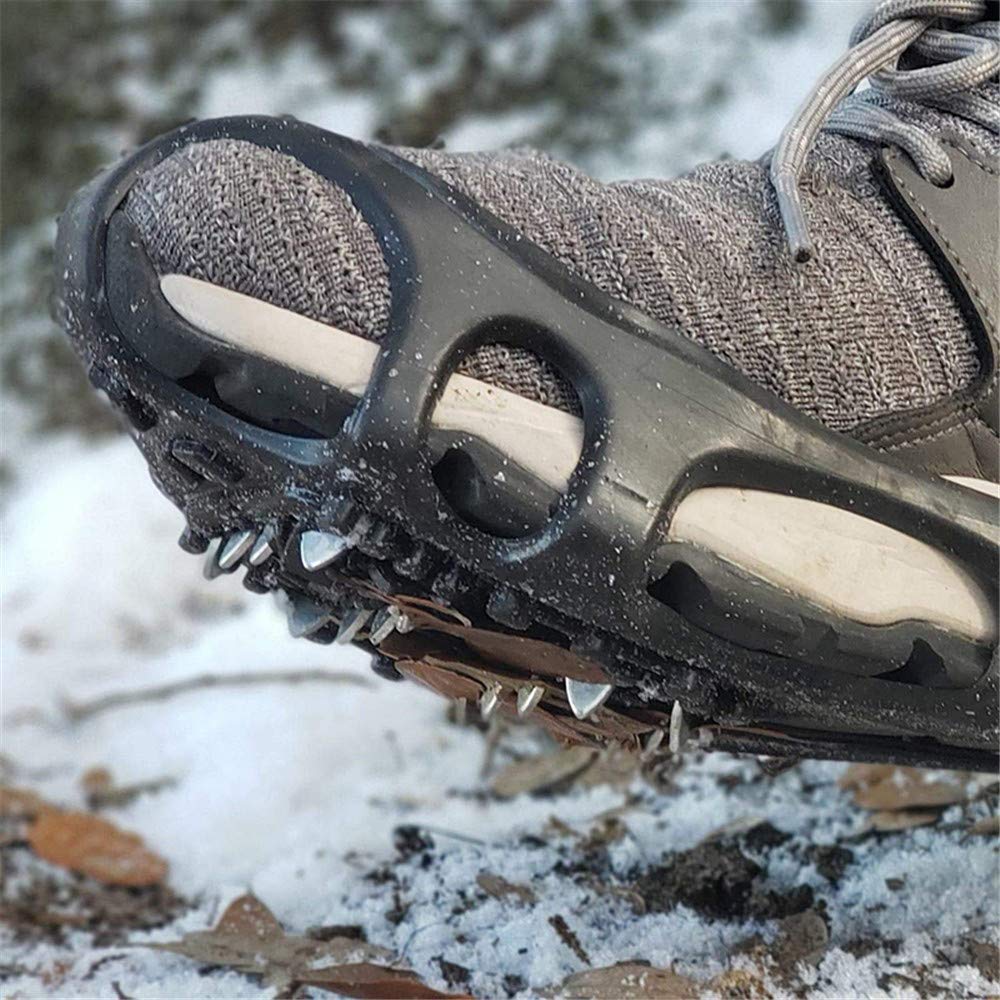 Poignées à Neige glacée, Pinces à Glace d'hiver antidérapantes Crampons à Neige Crampons de Traction avec 24 Bottes à Crampons en Acier Couvre-Chaussures pour la randonnée Pêche ES