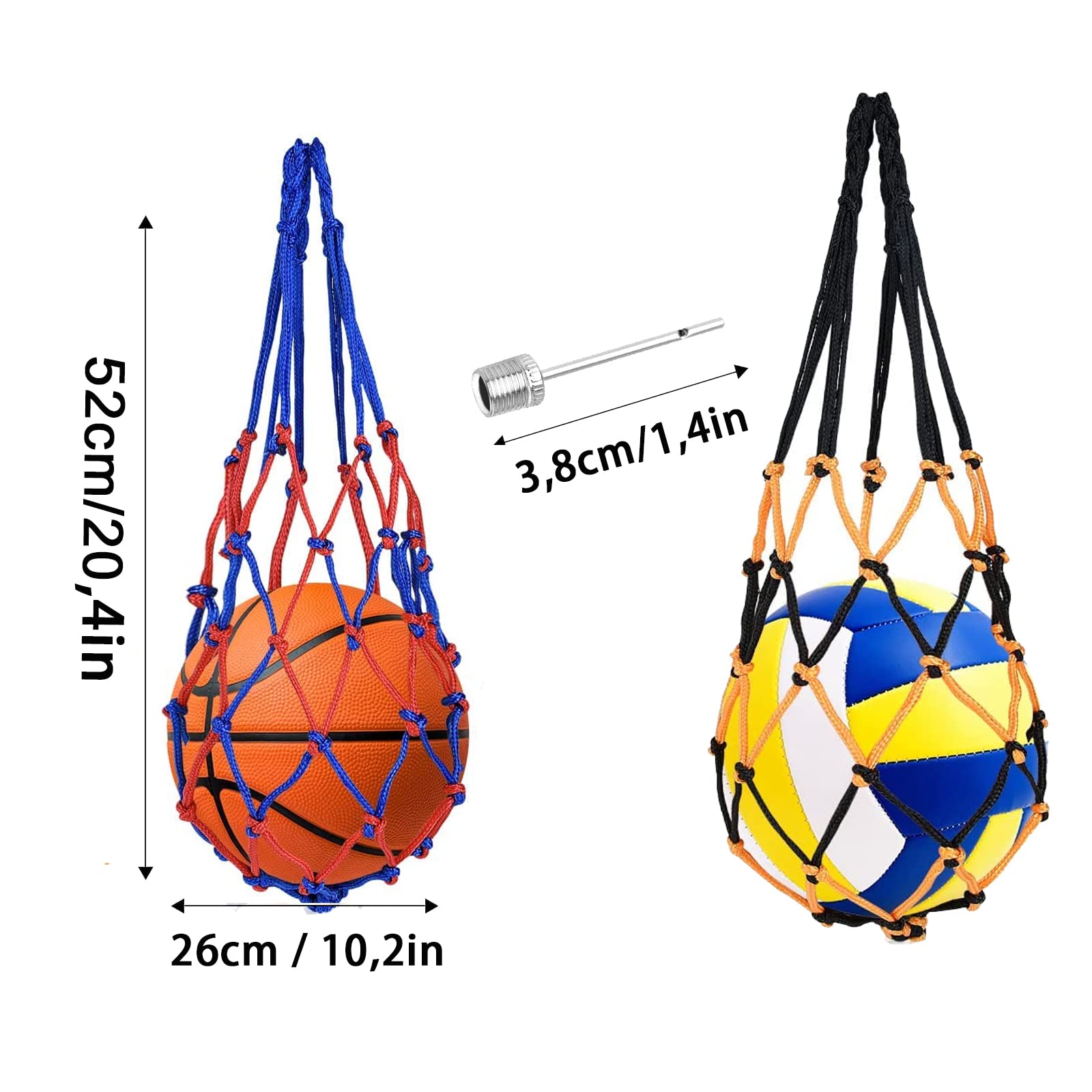 Red portátil para pelotas de fútbol, juego de 2 con bolsa y cordón