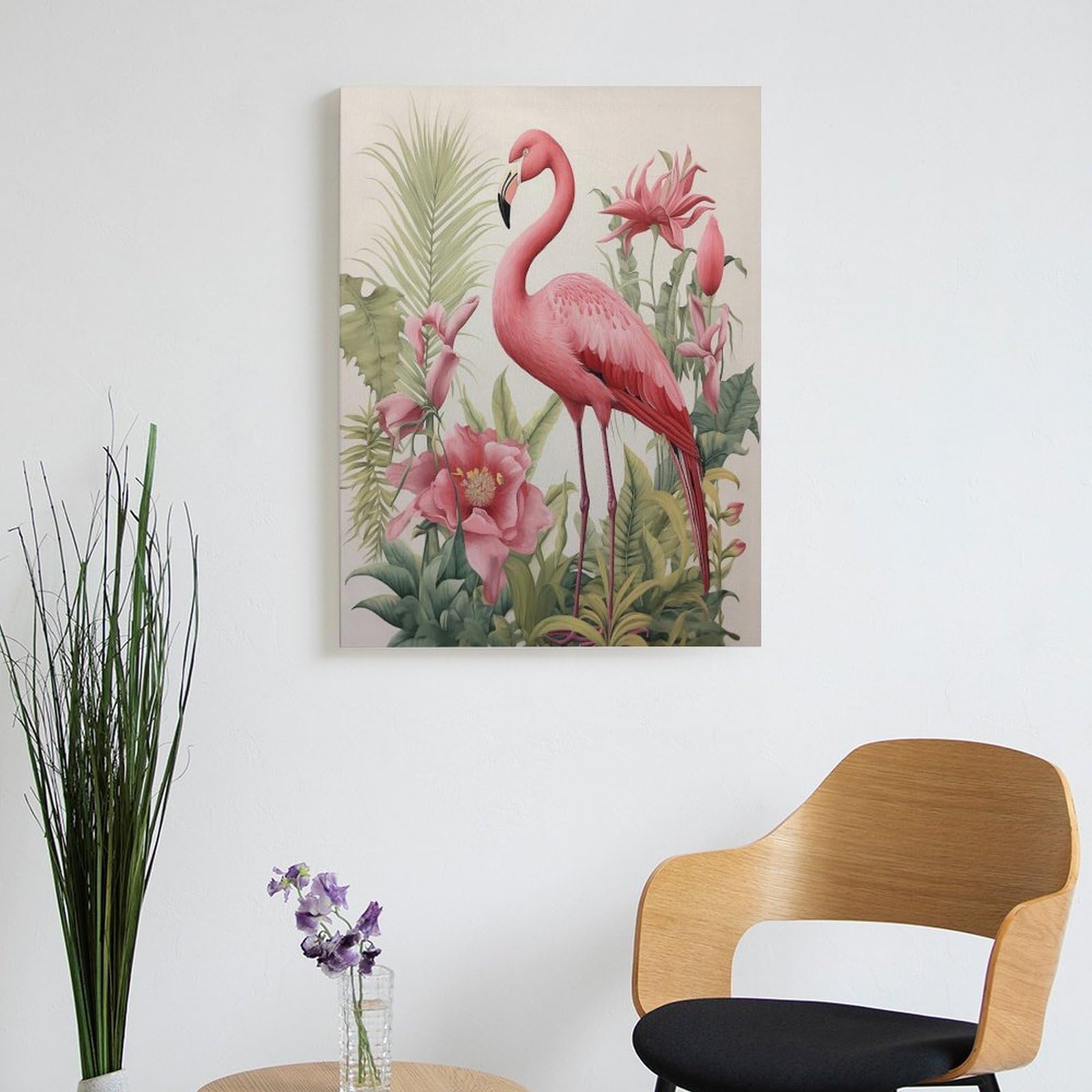 LPAGBCNU Malen nach Zahlen mit Flamingo und Blättern, Set für Erwachsene, Anfänger, Erwachsene, Malen nach Zahlen, Kits auf Leinwand, DIY-Acryl-Ölfarben, Malerei mit Pinseln für Geschenk