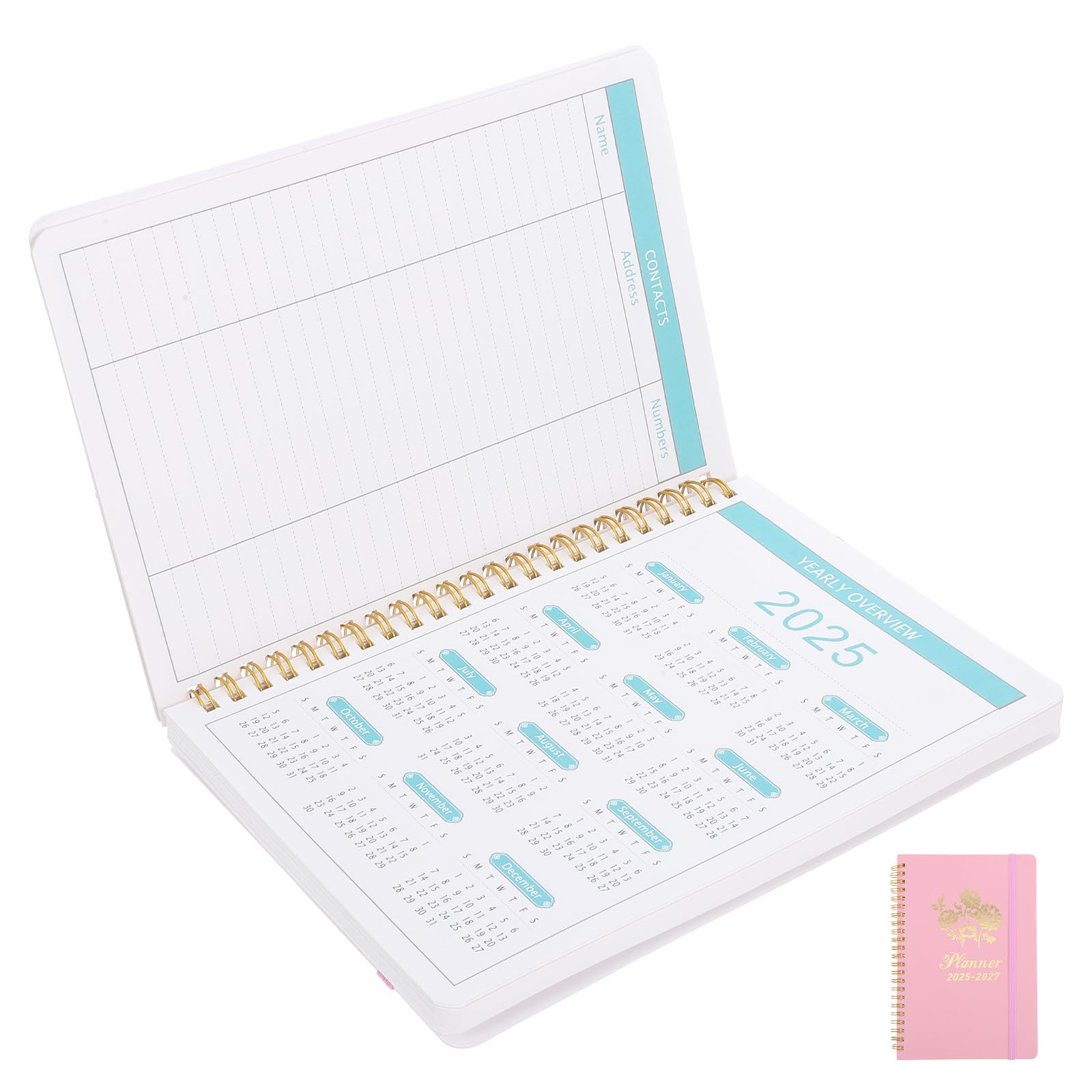 Operitacx 5 Stück Terminkalender Notizbuch 2025-2027 aus Papier, Elegant,