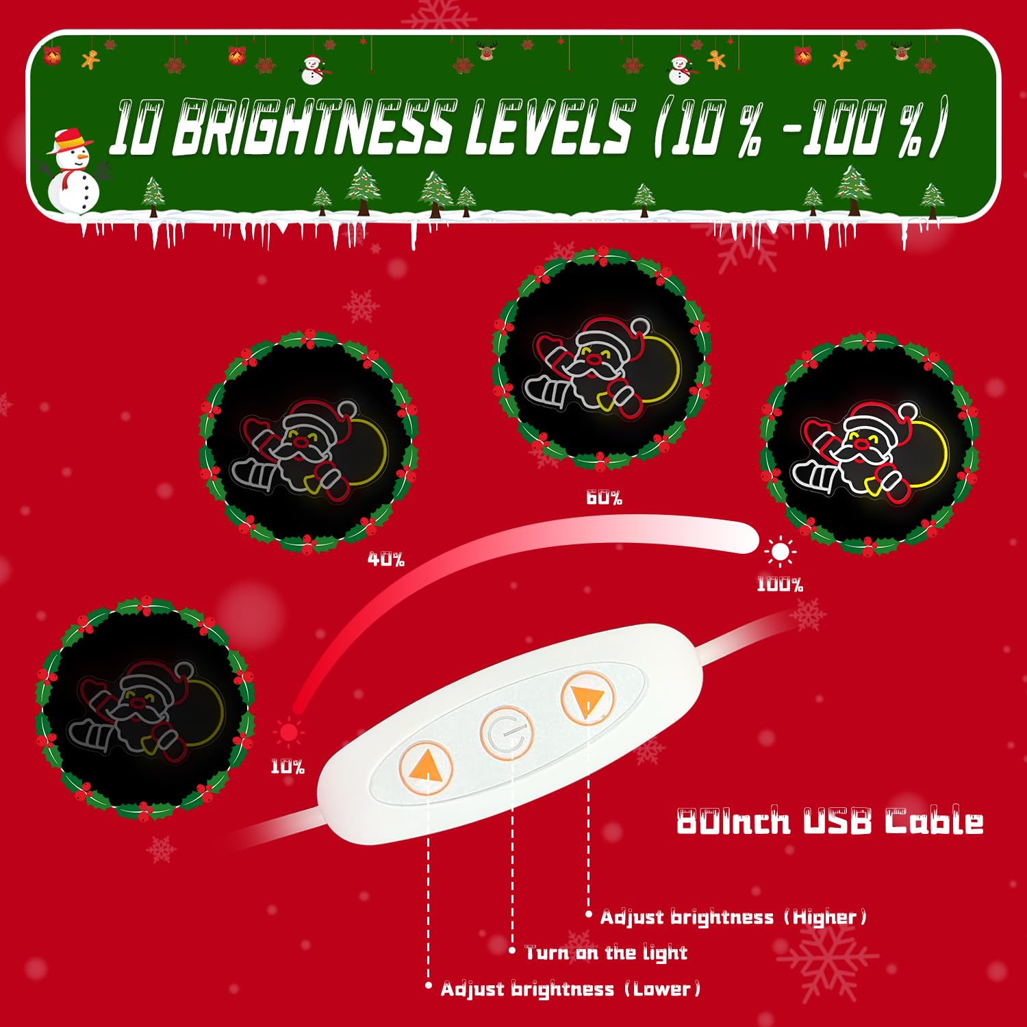 Letrero de neón de Papá Noel para decoración de pared, luces de neón de Papá Noel, luces LED de neón de Navidad, decoración de ventana, letrero iluminado para dormitorio, sala de estar, fiesta