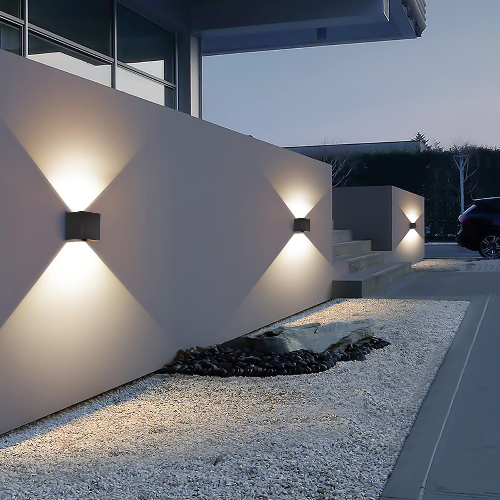 Applique da Esterno con 9W 3000K Bianco Caldo G9 Sorgente Luminosa Sostituibile Applique da Parete Interno IP65 Impermeabile Lampade da Esterno Angolo del Fascio Regolabile【4 Pezzi Nero】