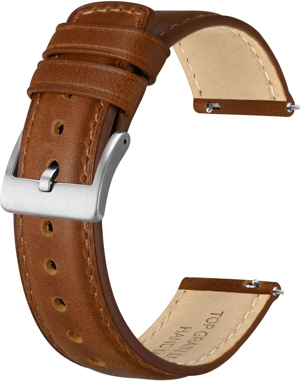 BISONSTRAP Leather Watch Strap for Men and Women, Oil Pull-Up Leather, Quick Release Replacement Bands, Band Width 18mm 20mm 22mm