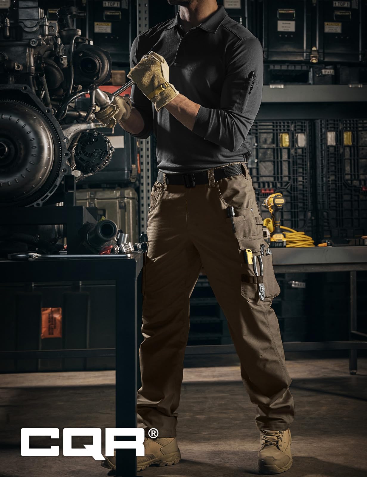 CQR CQR Men's Quick Dry Work Pants, Water Resistant Outdoor Tactical Pants, Lightweight Stretch Cargo Hiking Pants in use