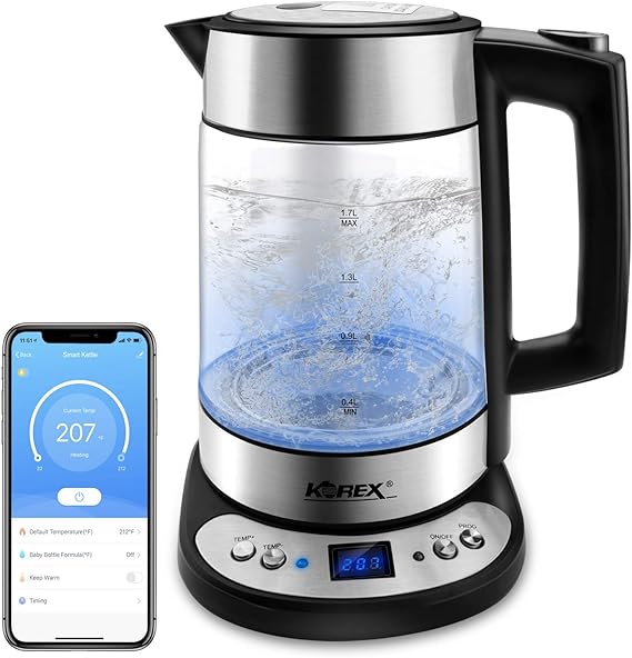 Korex Smart Electric Water Kettle Glass Heater Boiler