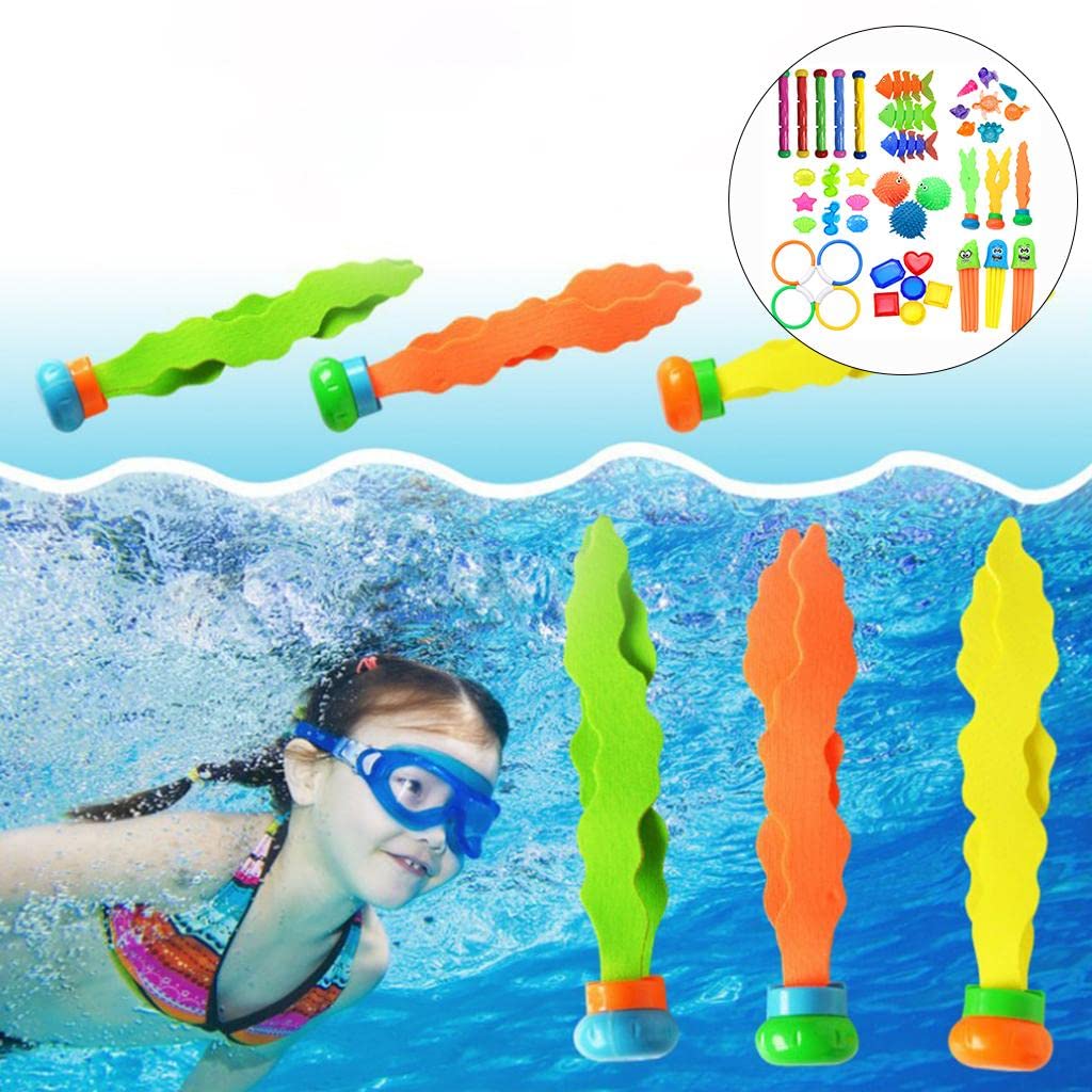 Schwimmbecken Spielzeug Tauchringe Tauchstäbe Wasser Edelsteine Unterwasser-tauchen für Kinder Jungen Mädchen Pool Strand Schwimmtraining, 43 STÜCKE A