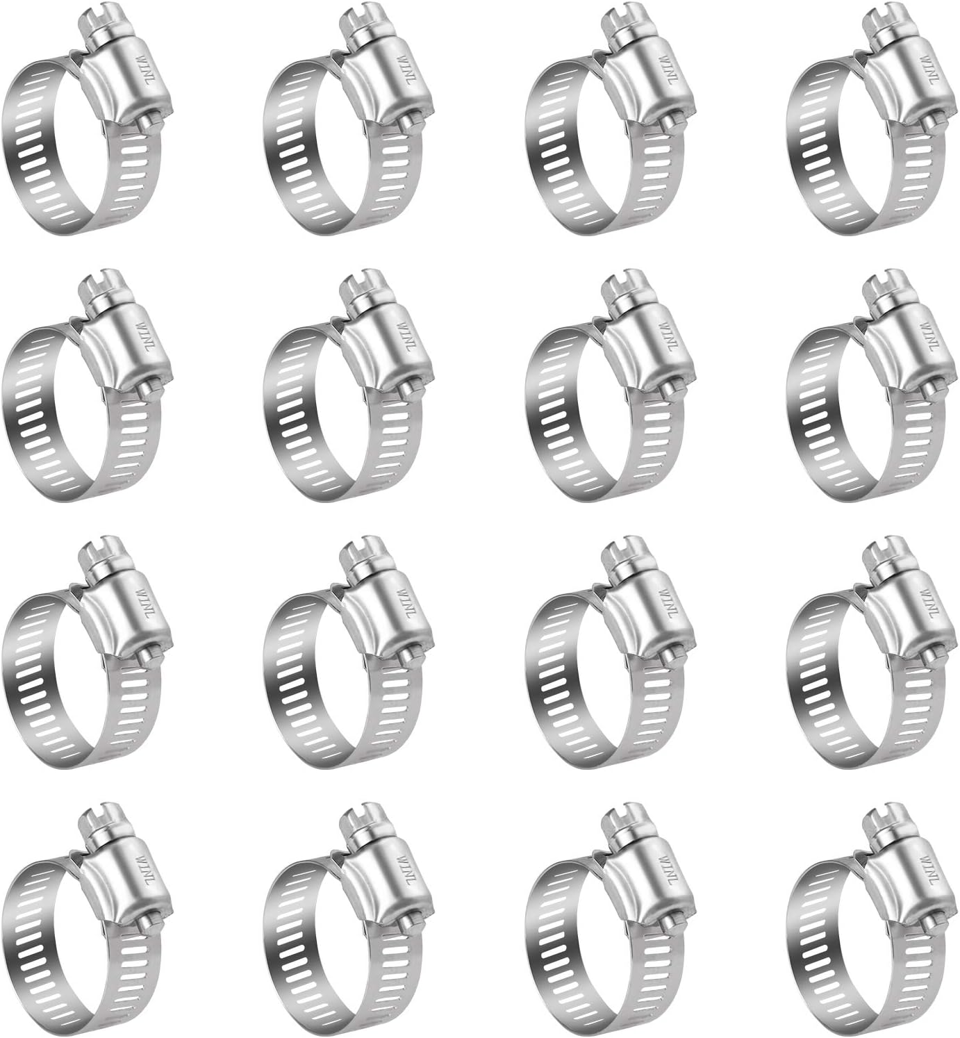Stainless Steel Hose Clamps - 16 Pack Worm Gear Drive Hose Clamps SAE 12 Clamping Range of 1/2'' to 1-1/4'' (14mm-31mm) for Automotive Plumbing, 1/2 Inch, 3/4 Inch, 1 Inch Clamps