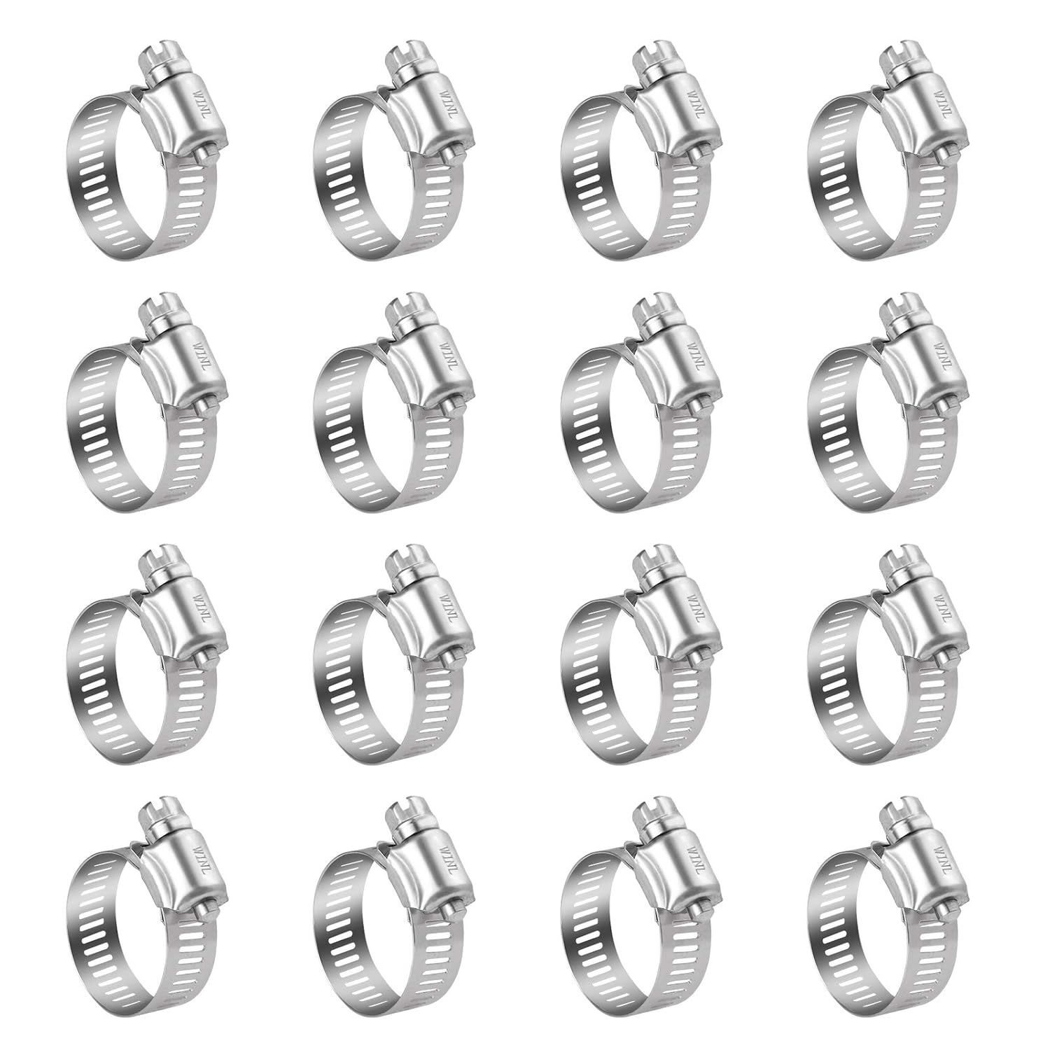 WINL Stainless Steel Hose Clamps 16 Pack Worm Gear Drive