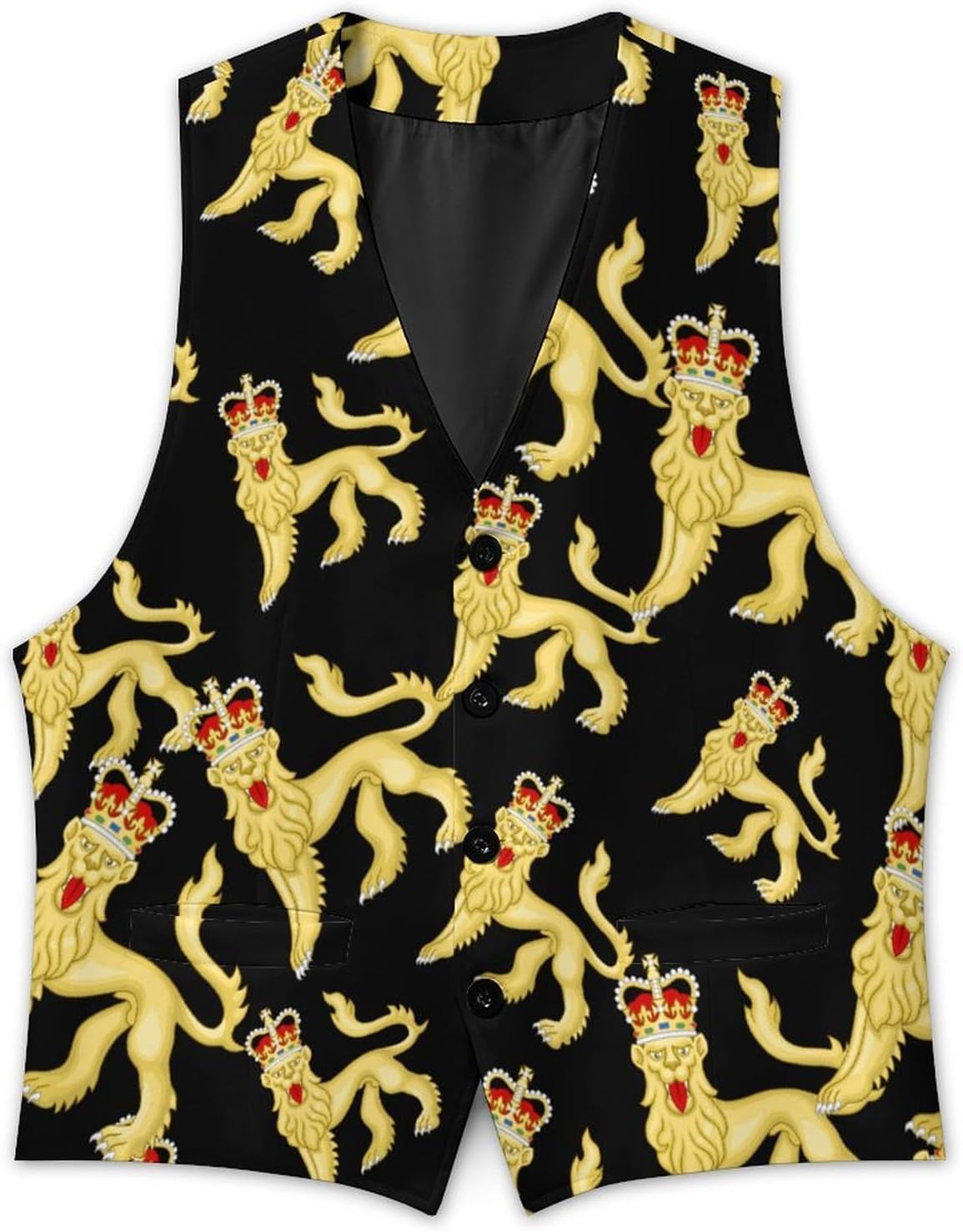 Coat of Arms of The United Kingdom Mens Vest Formal Waistcoat Tuxedo with Pocket Suit Vests for Wedding Party