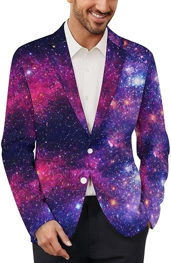 Mens Casual Blazer, Mens Sports Jacket with Pockets Buttons, One Button Business Suit Jackets for Dinner Party