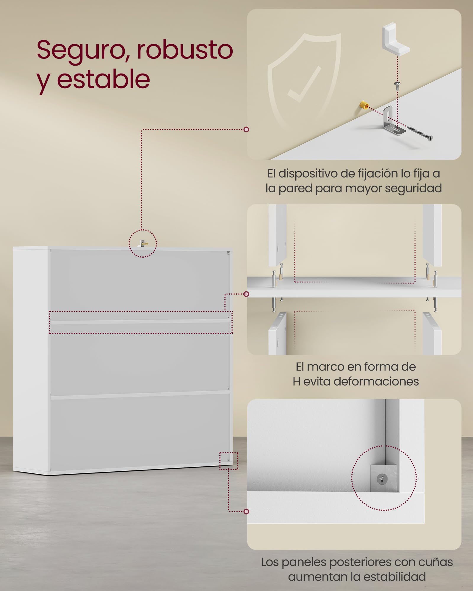 VASAGLE Estantería, Librería de 3 Niveles, Estantería de Almacenamiento Abierto, 29 x 97,5 x 97,5 cm, 3 Compartimentos con Puertas, para Sala de Estar, Estudio, Comedor, Blanco Nube LBC33WT