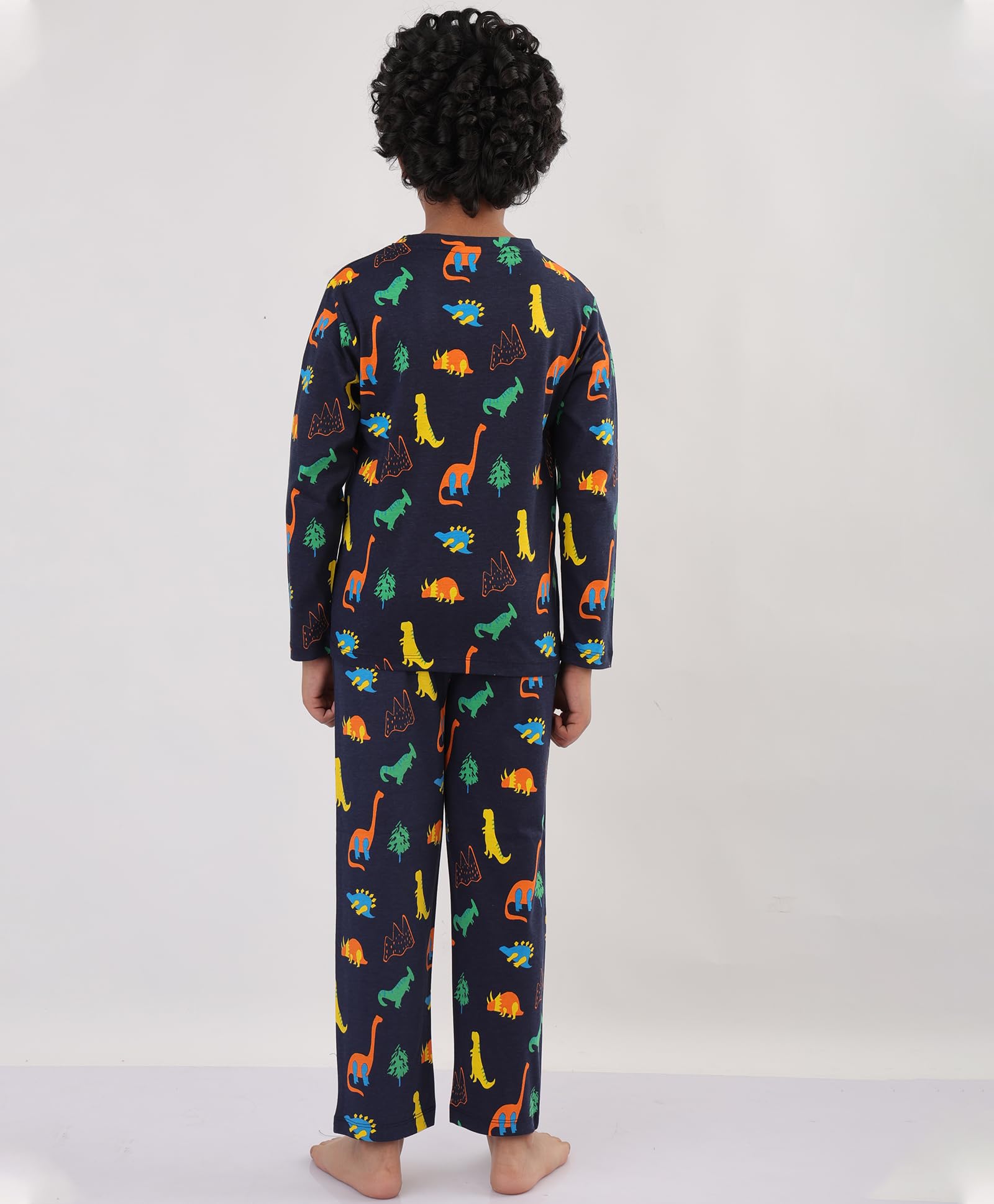 Anthrilo Cotton Blend Dinosaur Fun Navy Pyjama Set (6-12 Months_Multicolored) - Image 2 thumbnail