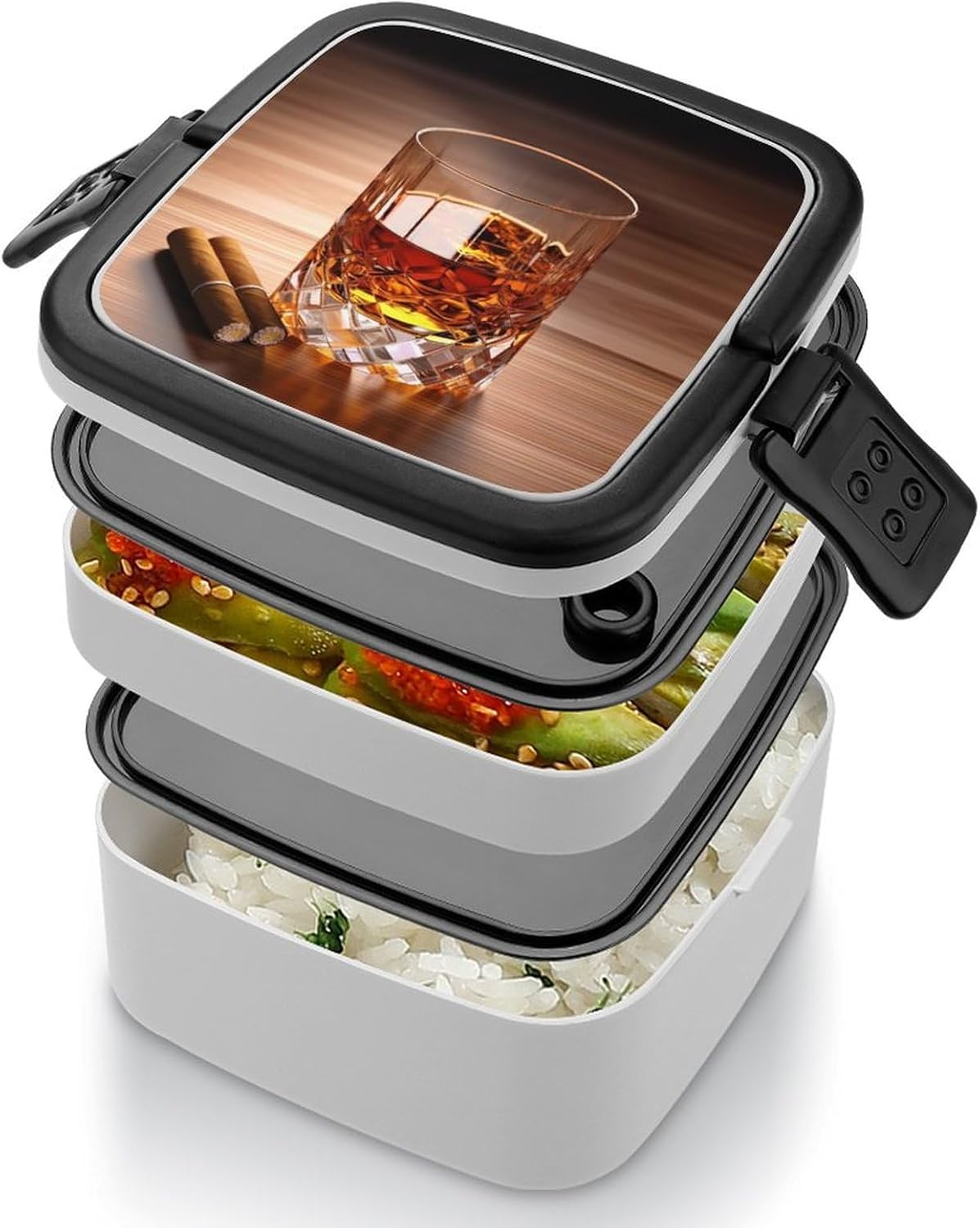 Bento Box, Stackable Lunch Box, Portable Lunch Containers with Utensil
