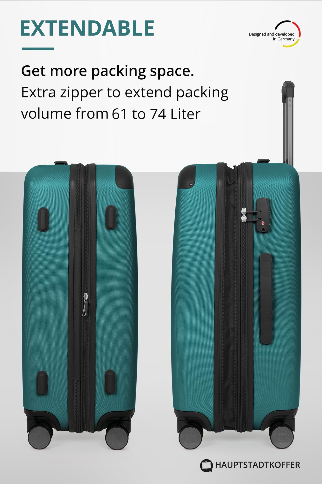 HAUPTSTADTKOFFER - Spree - Maleta rígida, Trolley expandible, Equipaje de Viaje, 4 Ruedas Dobles, TSA, 65 cm, 74 litros, Champán — view 399