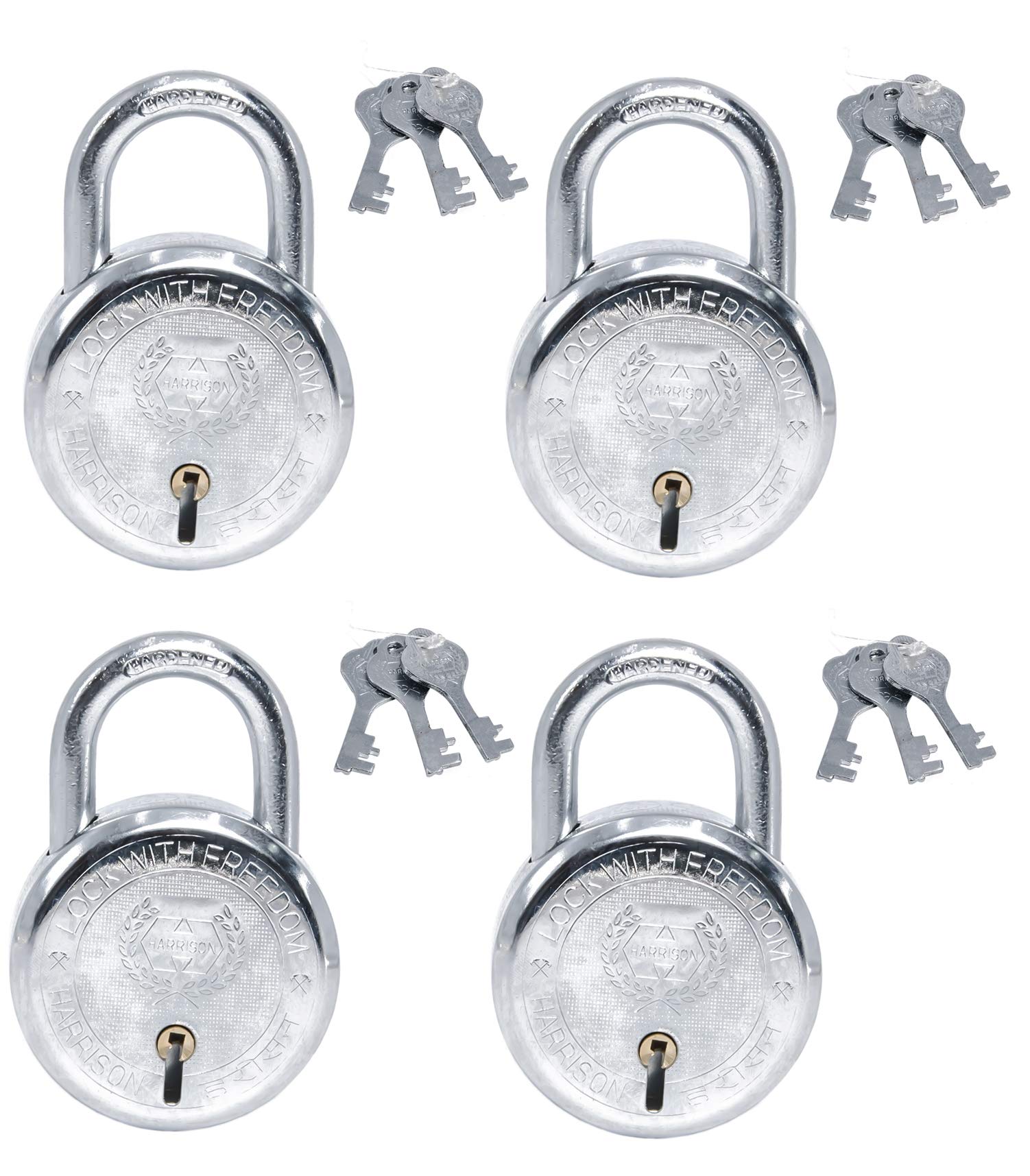 Harrison T-26/BCP-0272_PK 10 Steel 5 Levers Padlock with 3 Keys Each| Silver Finish| Round| Iron Padlock | Used for Travelling, Iron Grills| Pack of 10 — Amazon image 10