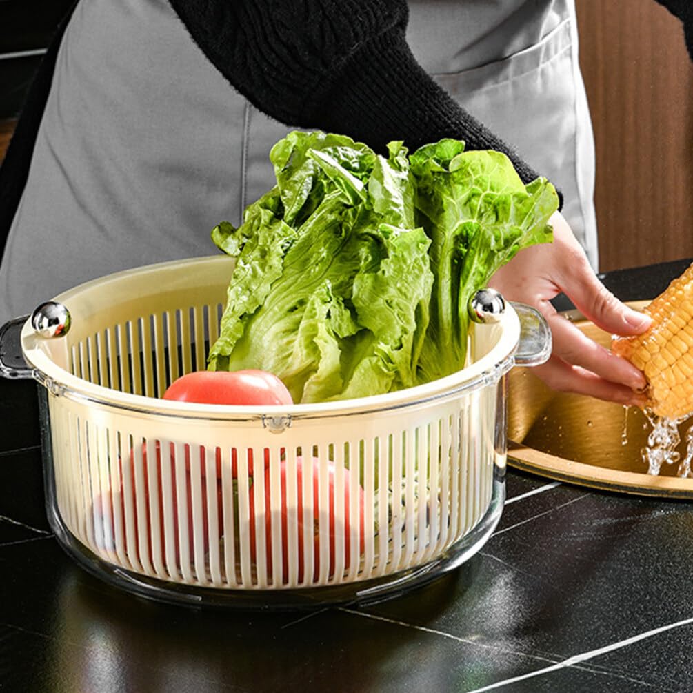 2 Piezas De Cuenco Lavador De Frutas Con Colador – Diseño De Caracol, Giratorio, Para Lavar Bayas Y Verduras Fácilmente