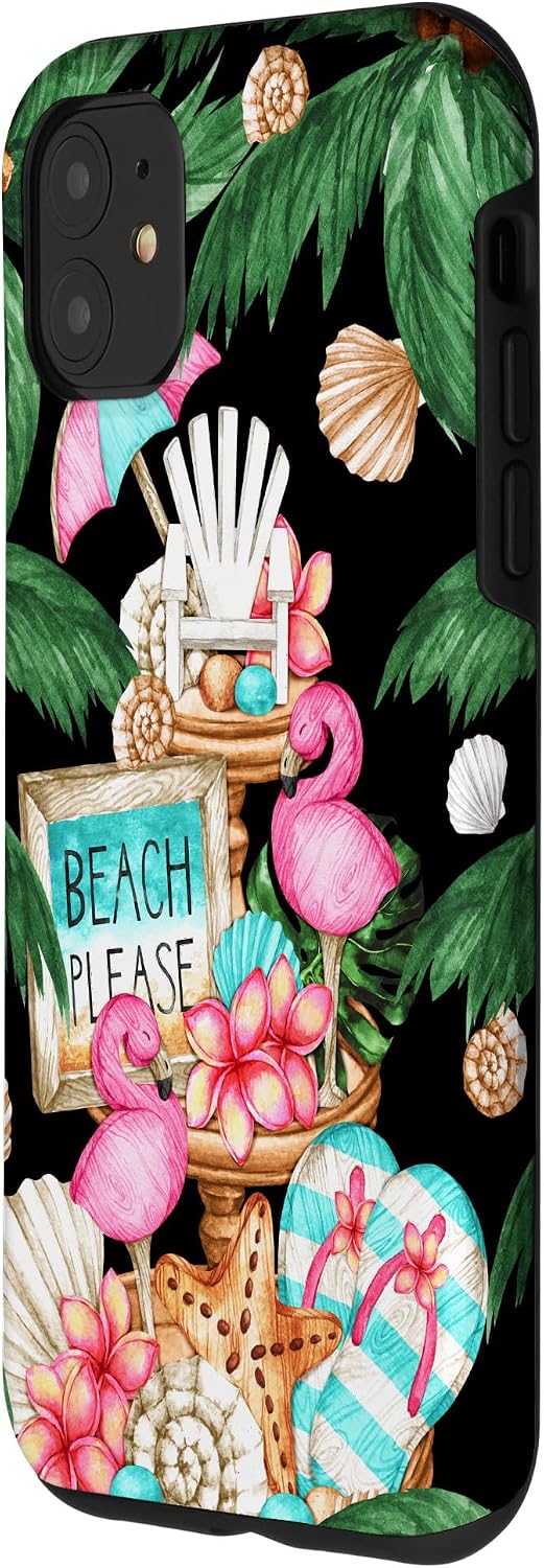 Cute Beach Motif With Flamingo Flip Flops For Summer Lover Case for iPhone 11