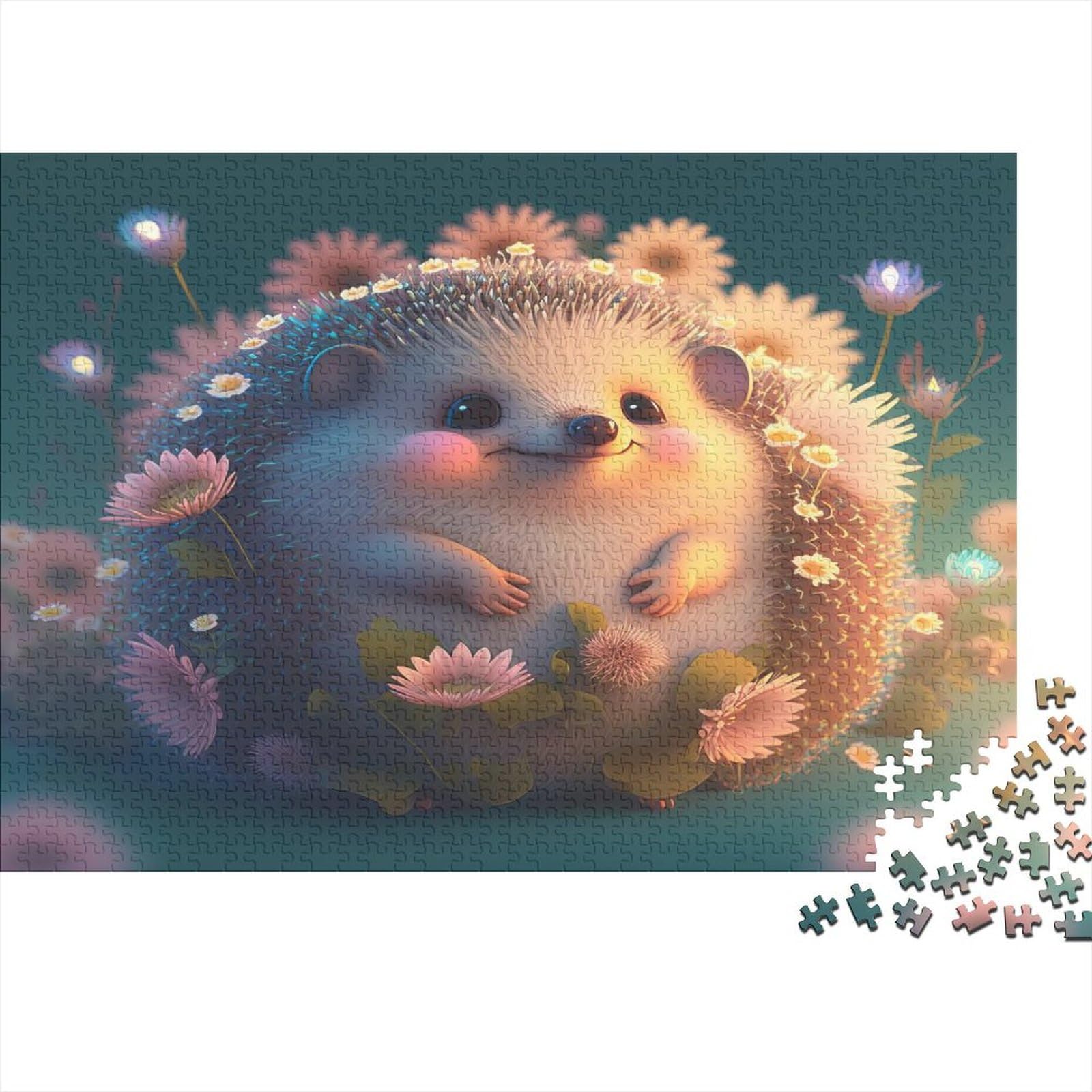 Puzzle a forma di riccio, 1000 pezzi, per adulti, puzzle in legno, divertimento per attività a casa, regalo di compleanno, regalo di viaggio, 50 x 75 cm