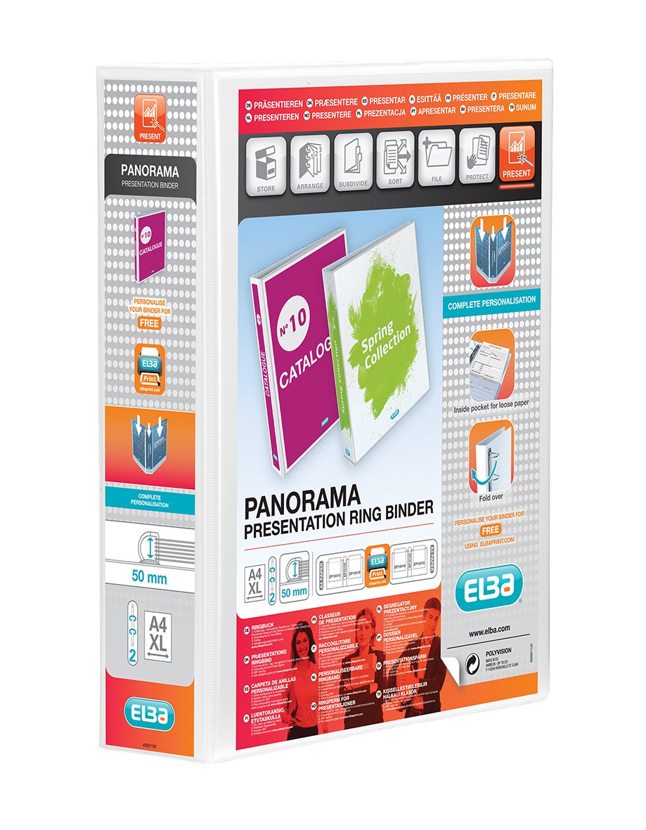 Elba Panorama - Carpeta De Anillas (70 Mm, A4+, 2D), Color Blanco