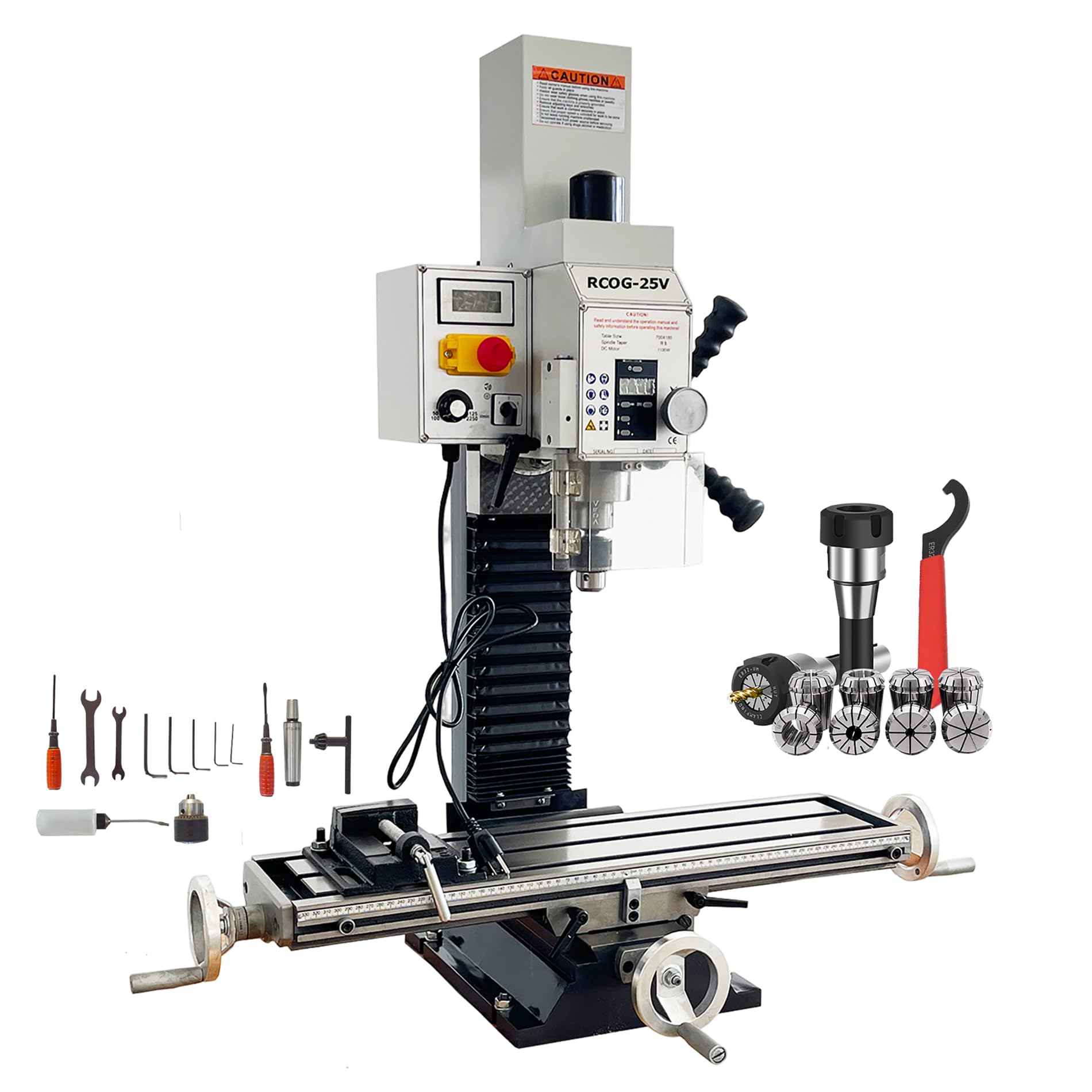INTBUYING Benchtop Mini Milling Drilling Machine R8 Mill Drill Machine Precision Powerful Drill Mill Machine Micro Feed 50-2250rpm 1100W Metalworking Milling Machine for Professionals&Hobbyists 110V