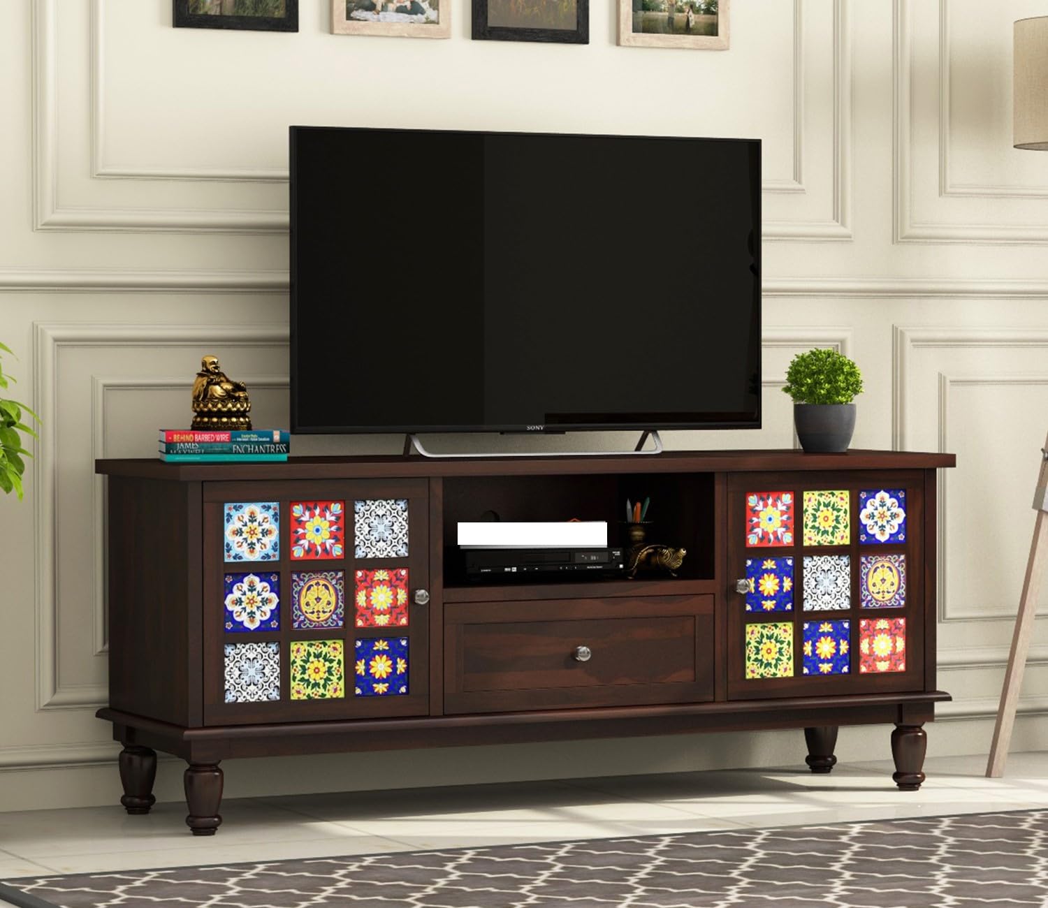 NEW LOOK FURNITURE Sheesham Wood Sideboard TV Cabinet for Living Room | Wooden TV Unit Stand | Side Board with Storage for Bedroom Hall and Office & Home Furniture(Walnut7)-image-31