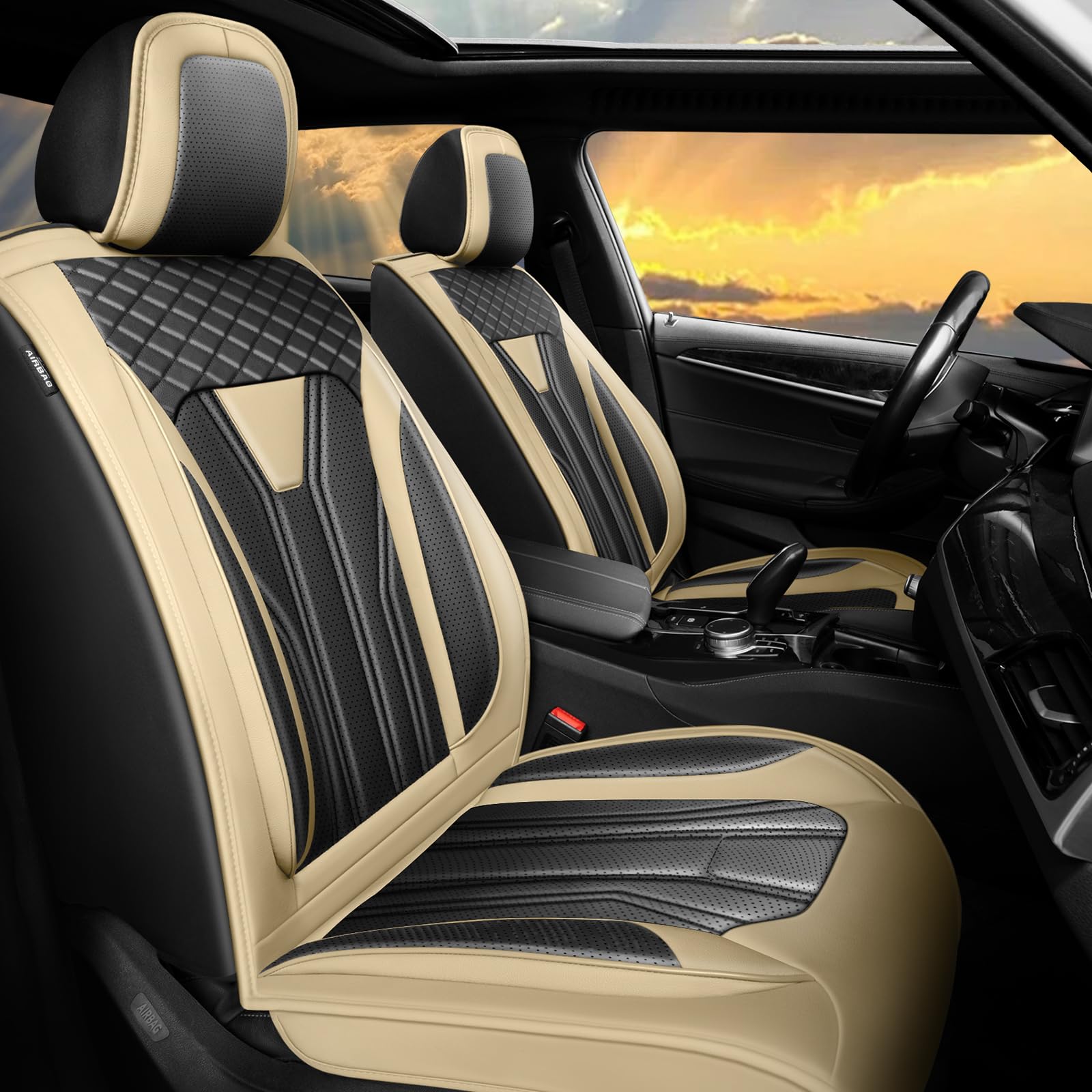 Conjie Fit FJ Cruiser Car Seat Covers Full Set Premium Leather for Toyota Fj Cruiser 2007-2014. Waterproof， Breathable，Scratch-Resistant & All-Weather