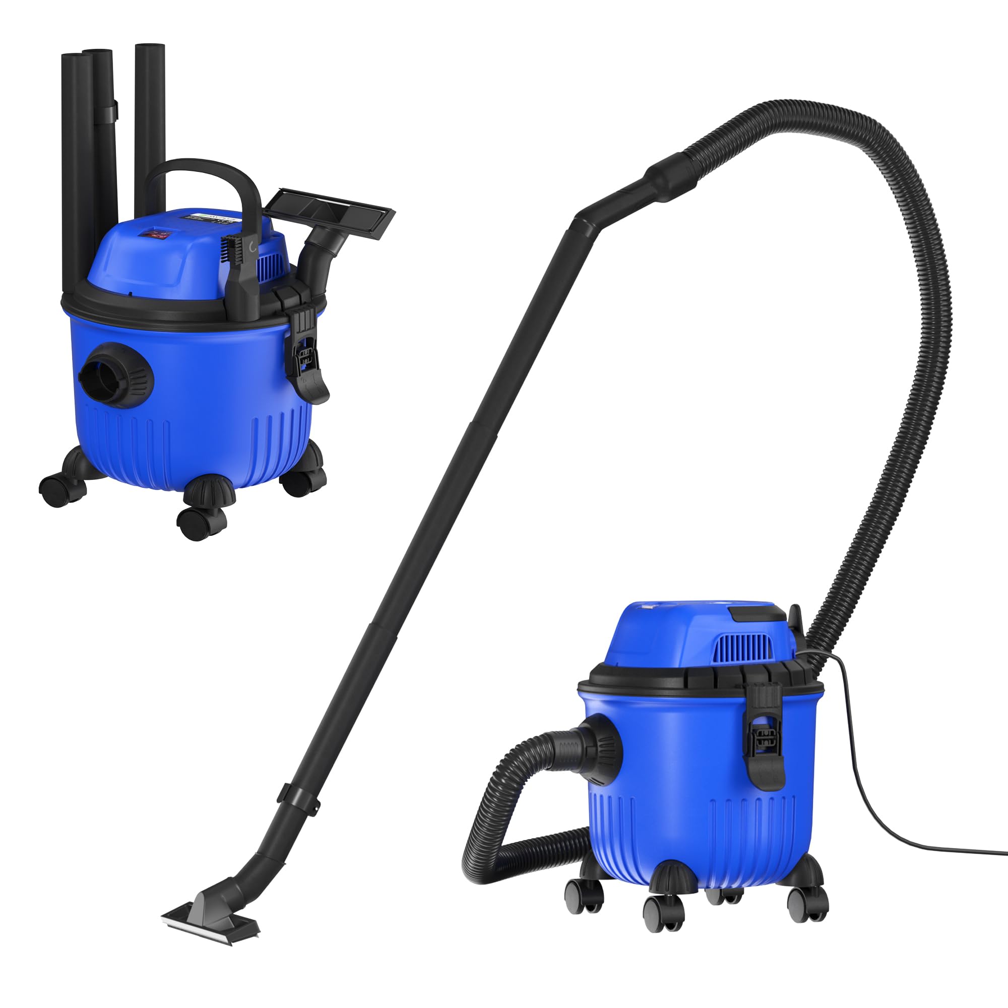 Aspirador en Seco y Húmedo 3 en 1 Potente - Depósito Total de 15L, Sólidos y Líquidos, Lava Aspiradora 220V 1500W para Hogar, Patio, Garaje, Taller