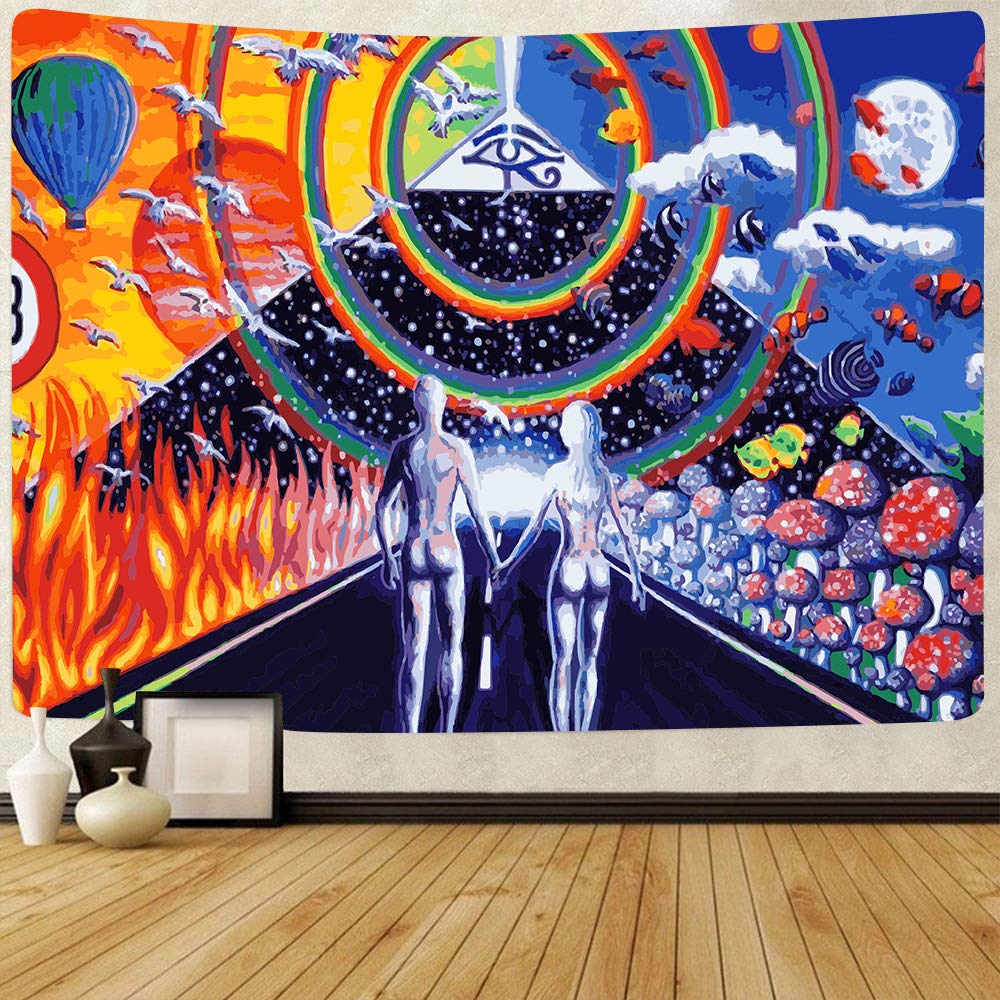 831 Home Decor Soft Wall Hanging Garden Tapestry Durable Aesthetic Wall Decor For Beach Home Bedroom 100X150cm Abstract Couple-Peace And Love-Free Love