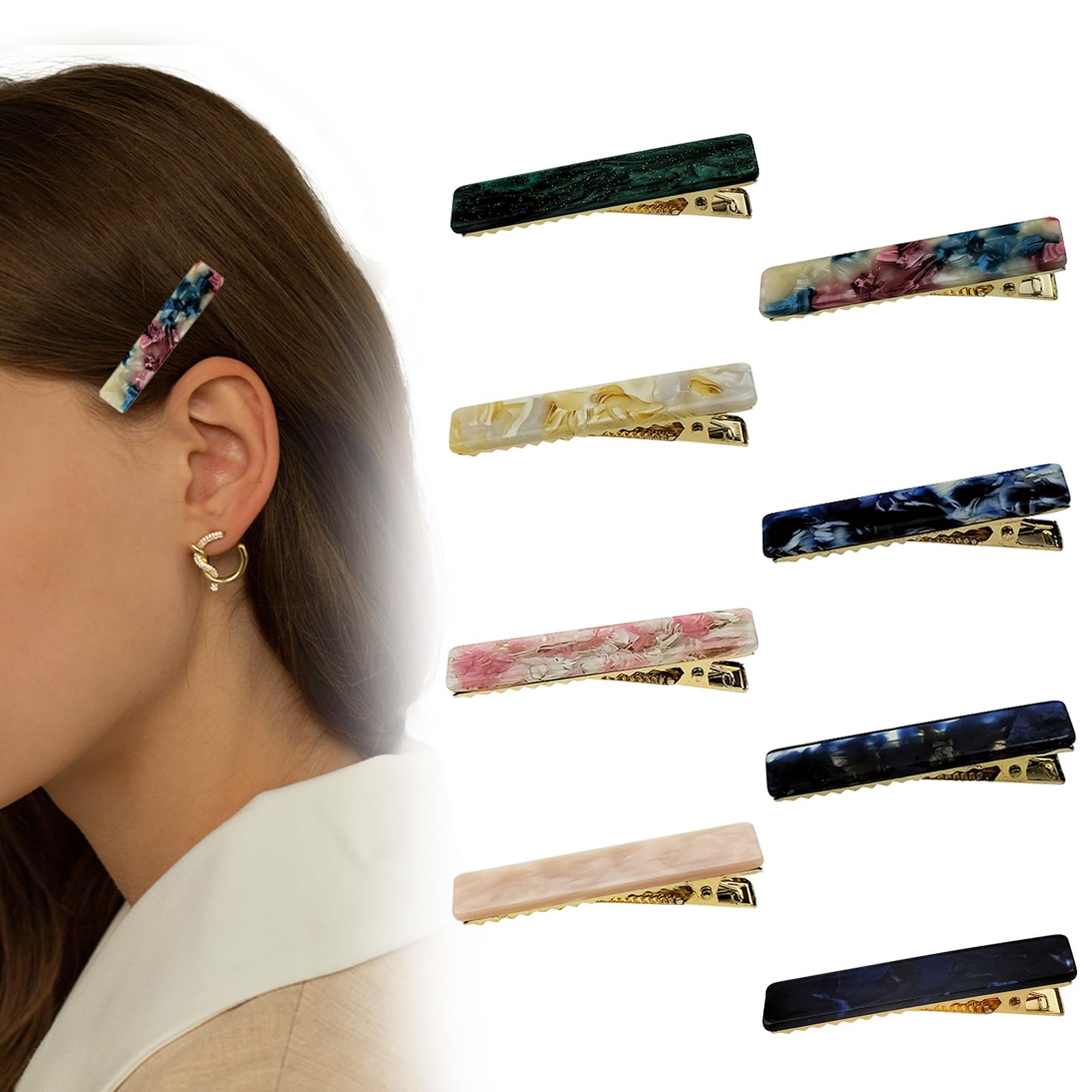 8 PCS Hair Clips,duckbill clips,Rectangle Hair Clips for Women French Design Hair Barrette Women Hair Barrettes for Fine Medium Thick Hair