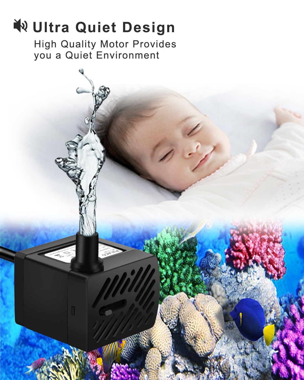 PULACO Mini Water Pump - Aquarium, Fish Tank, Fountain -2