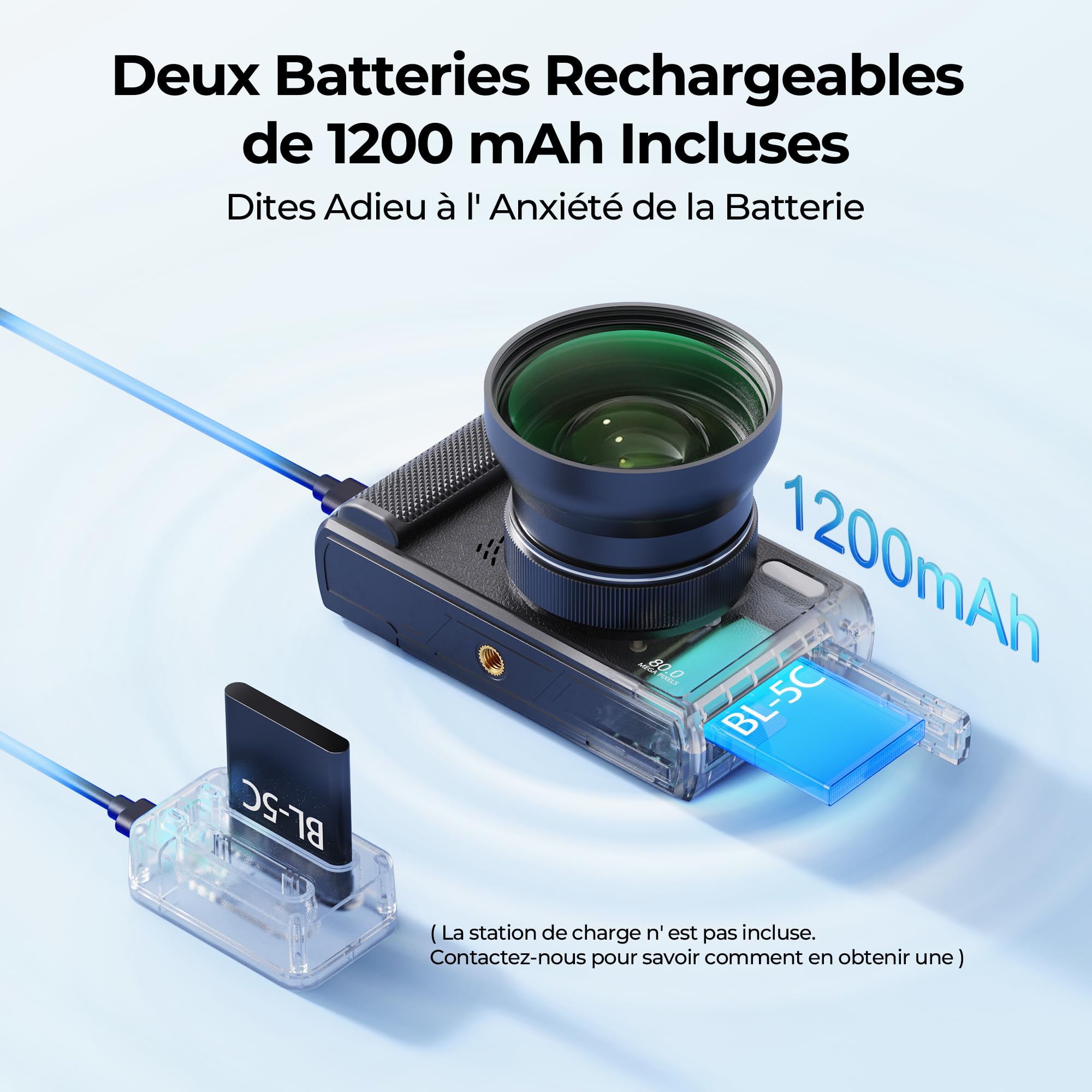 Appareil Photo Numérique 5K 80MP avec WiFi & Autofocus, Caméra Vlogging Youtube, Écran 3" 180° Rabattable, Zoom 18X, Compact Voyage Débutants & Adolescents, INCL. Carte 64GB & 2 Batteries