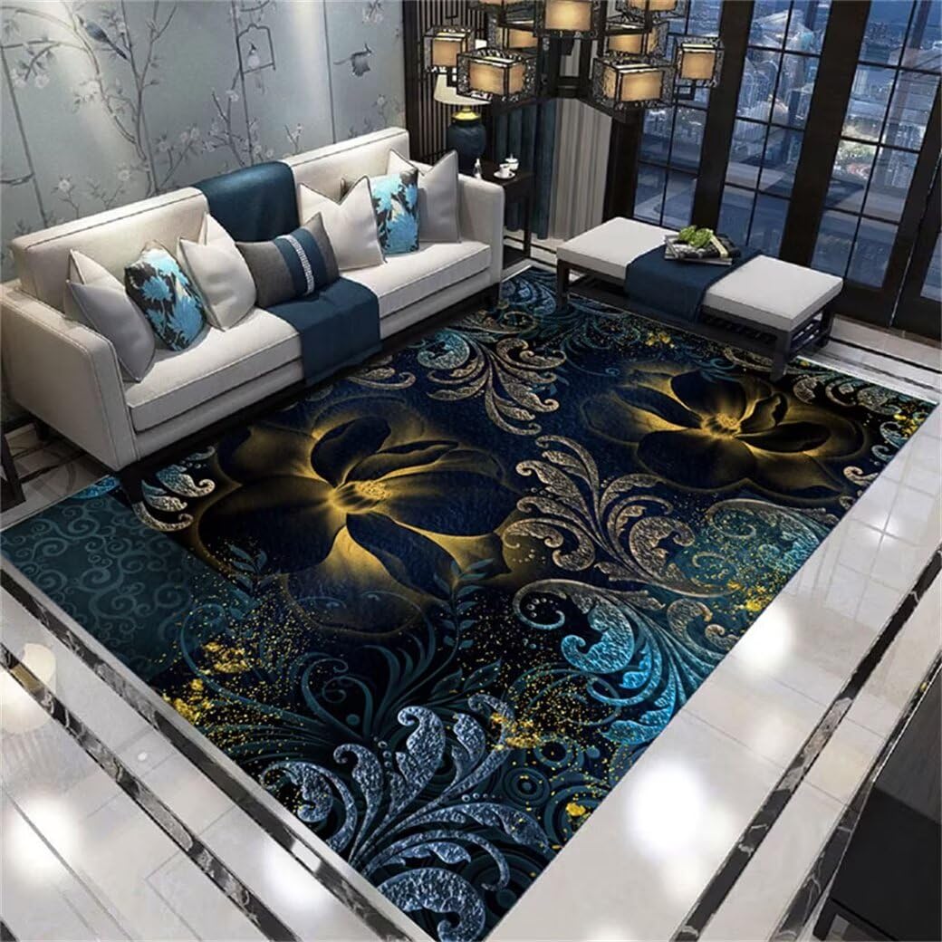 Tapis chambre enfant bleu au style rétro pour créer un espace de jeu