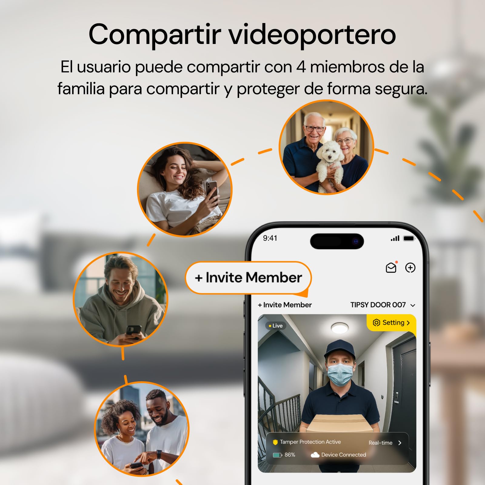 Timbre Inalambrico con Camara Exterior Wifi,Timbre Videoportero Inalámbrico Exterior Impermeable,Detección Humana PIR,Visión Nocturna,Audio Bidireccional,en Tarjeta SD/Nube,Admite Wi-Fi de 2,4/5 GHz