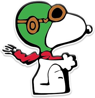Red Baron Cartoon Dog Flying Sticker 5.5" - Weatherproof Car Laptop Window Decal Made in USA