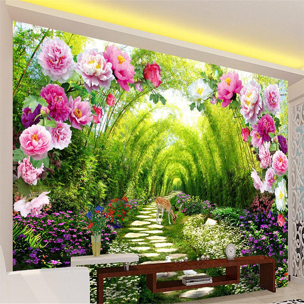 Amazon | 3D壁装壁紙室内装飾自己定義サイズ フラワーアーチグリーン