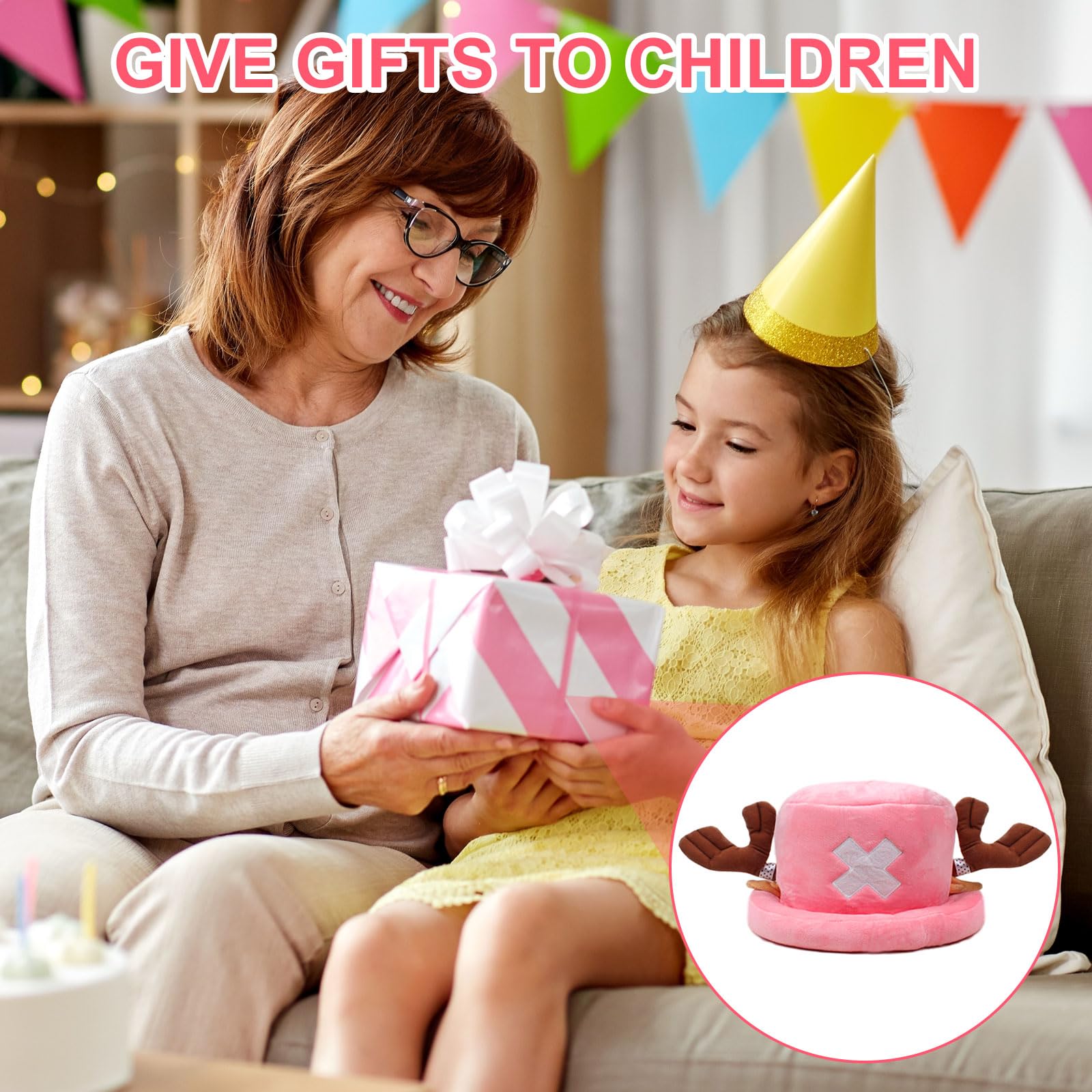 Gorro de Anime, Gorro de Chopper, Cosplay, para Halloween, Cumpleaños, Carnavales