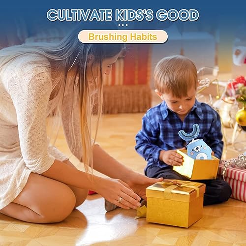 Miniatura 6 de Cepillo de dientes eléctrico para niños cepillo de dientes ultrasónico en forma de U con 3 cabezales de cepillo seis modos de limpieza diseño