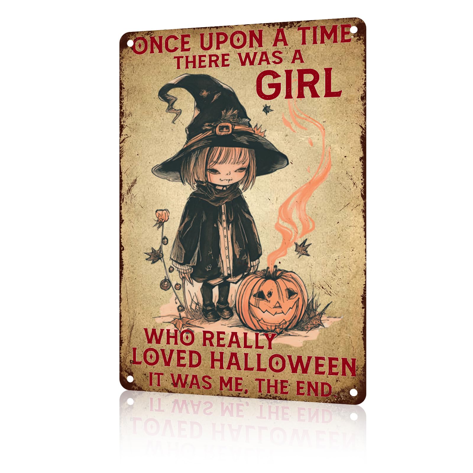 Anceky Funny Signs Once Upon A Time Where Was A Girl Who Really Loved Halloween Metal Tin Sign Vintage Aluminum Sign Wall Decor for Cafe Office Yard Man Cave Garage Bathroom 12×16 Inch