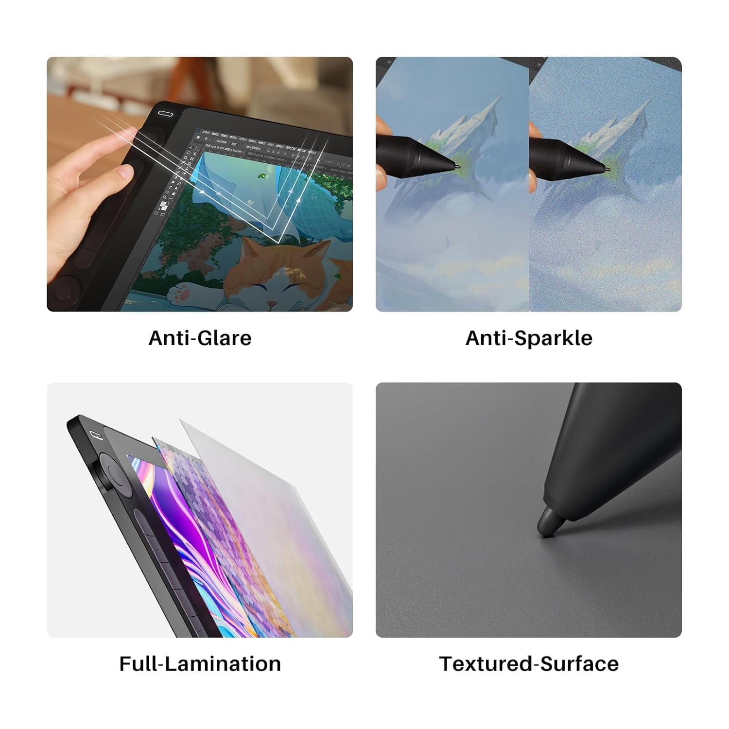HUION KAMVAS 16 (Gen 3) Tavoletta da disegno con schermo, 15,9 pollici, 2,5 K, QHD, Art Tablet con vetro laminato anti-scintillio completo, 99% sRGB, PenTech 4.0, pressione penna 16384, doppio