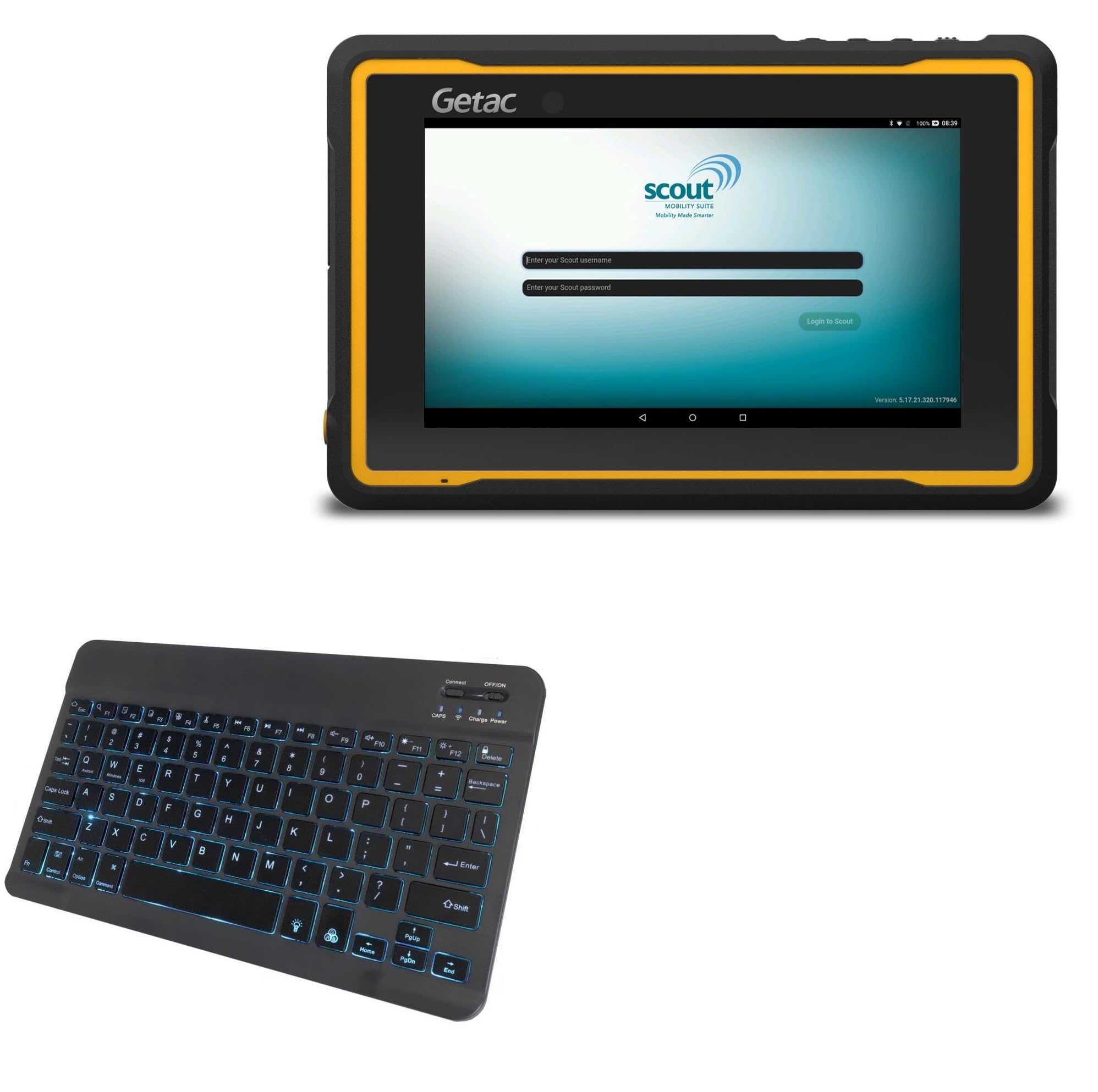 BoxWave Keyboard Compatible with Getac ZX70 - SlimKeys Bluetooth Keyboard - with Backlight, Portable Slim LED 7 Colors - Jet Black