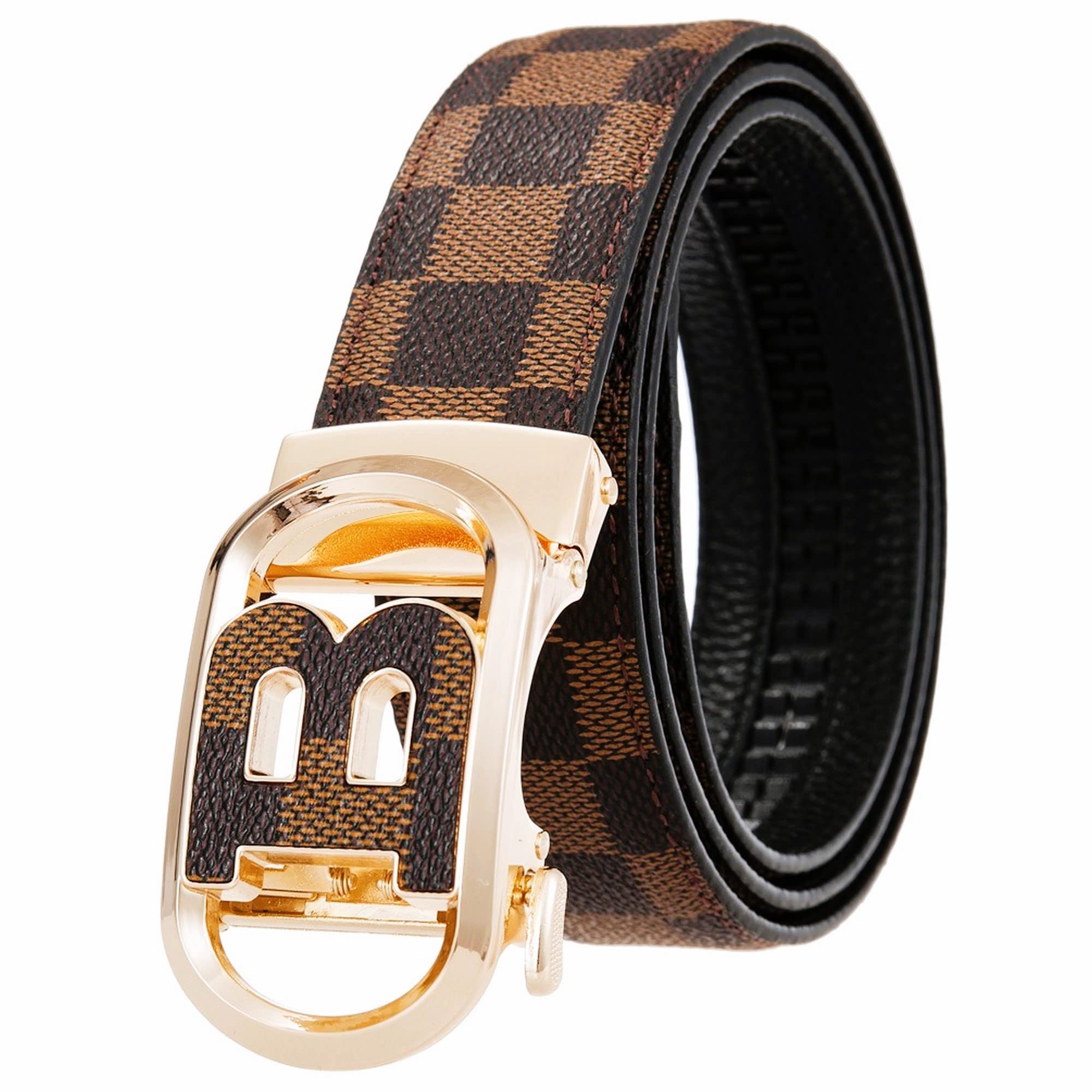 Automatic Lock Genuine Leather 32" To 36" Adjustable Length Belt For Men (Brown, Genuine Leather)-image-34