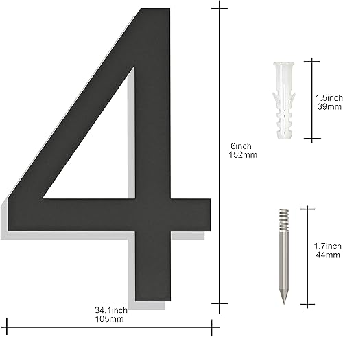 Miniatura 28 de Números grandes de acero inoxidable de 8 pulgadas, número de puerta de dirección de casa moderno negro para exterior, fácil de instalar, negro mate
