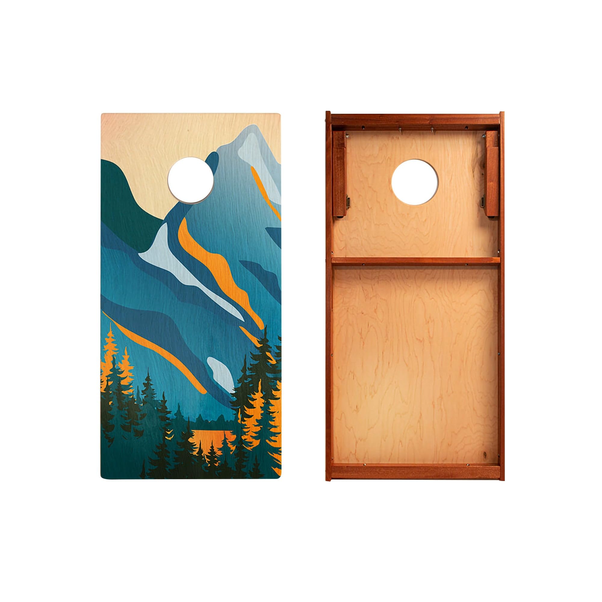 Skip's Garage Grand Teton Waterproof Cornhole Boards - Includes (2) Boards (NO Bags) + (1) Carry Case, (2) Hole Lights & (2) Edge Lights